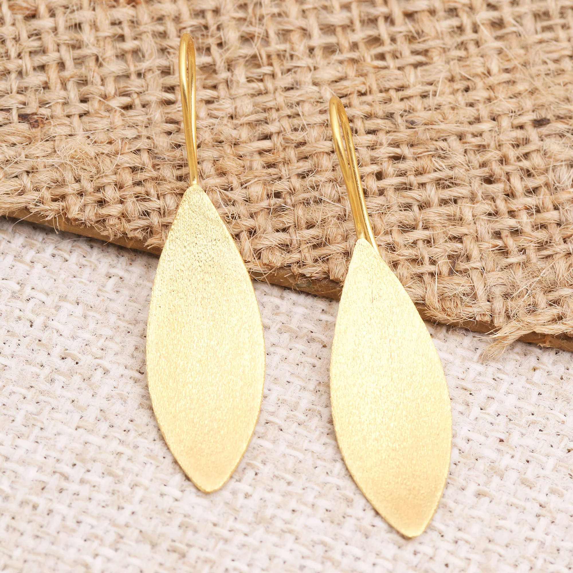 Sunflower Seeds Artisan Made Gold-Plated Floral Drop Earrings - Image 3