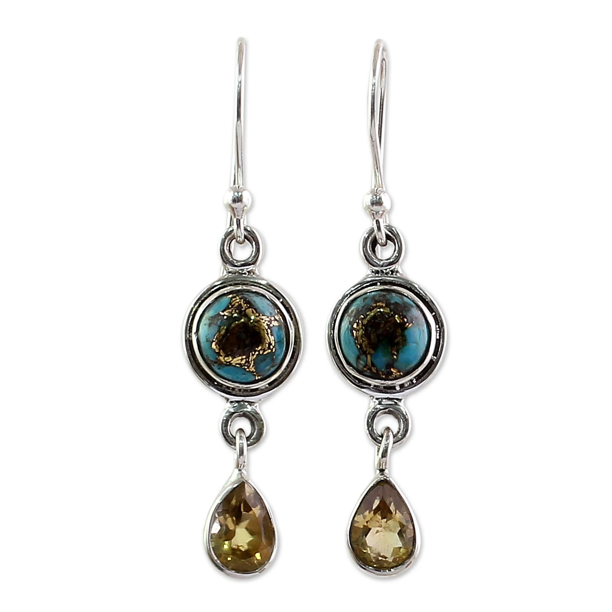 Sunny Droplets Two Carat Citrine Dangle Earrings from India - Image 2