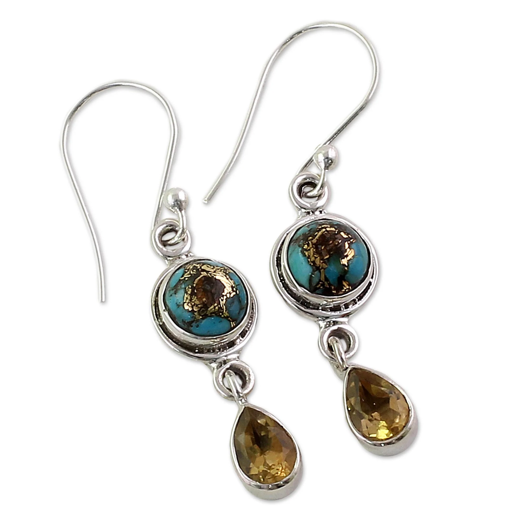 Sunny Droplets Two Carat Citrine Dangle Earrings from India - Image 4
