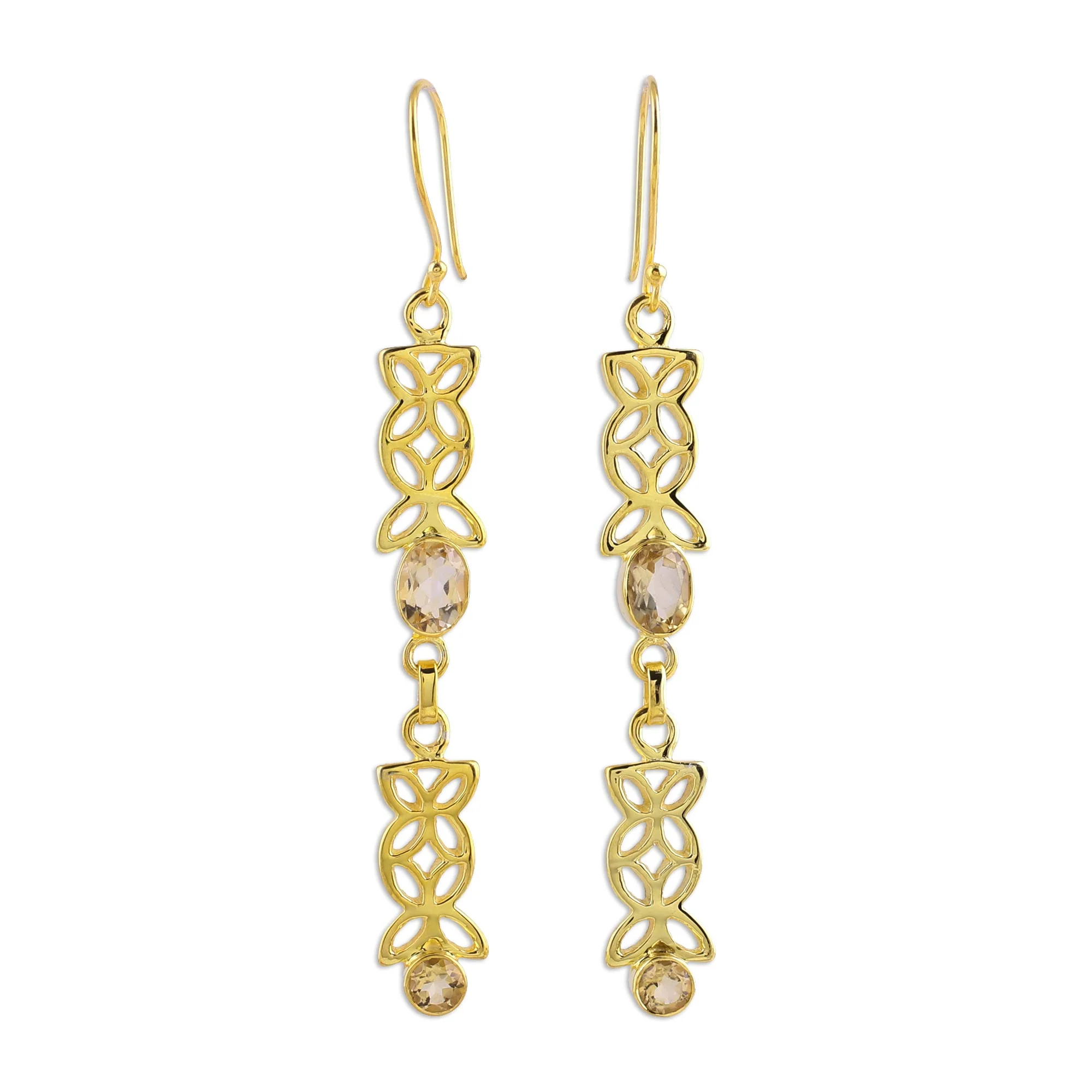Sunny Ribbons Gold Vermeil and Citrine Earrings from India Jewelry - Image 2
