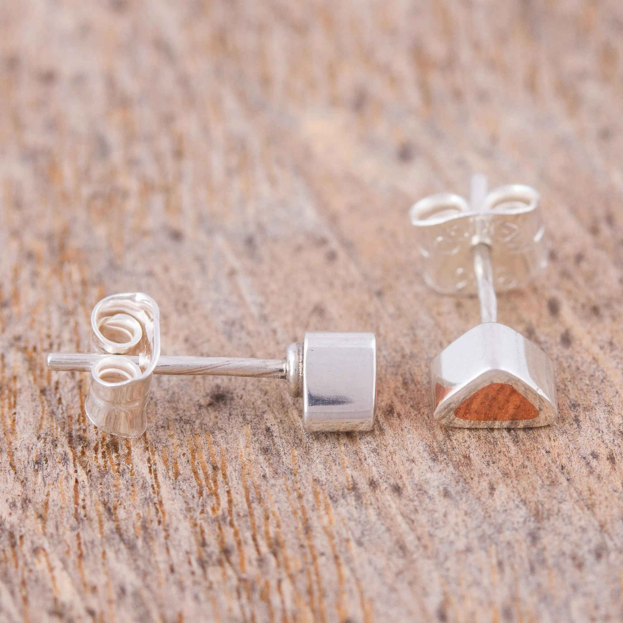 Sunny Spark Copper on Sterling Silver Stud Earrings from Taxco - Image 3
