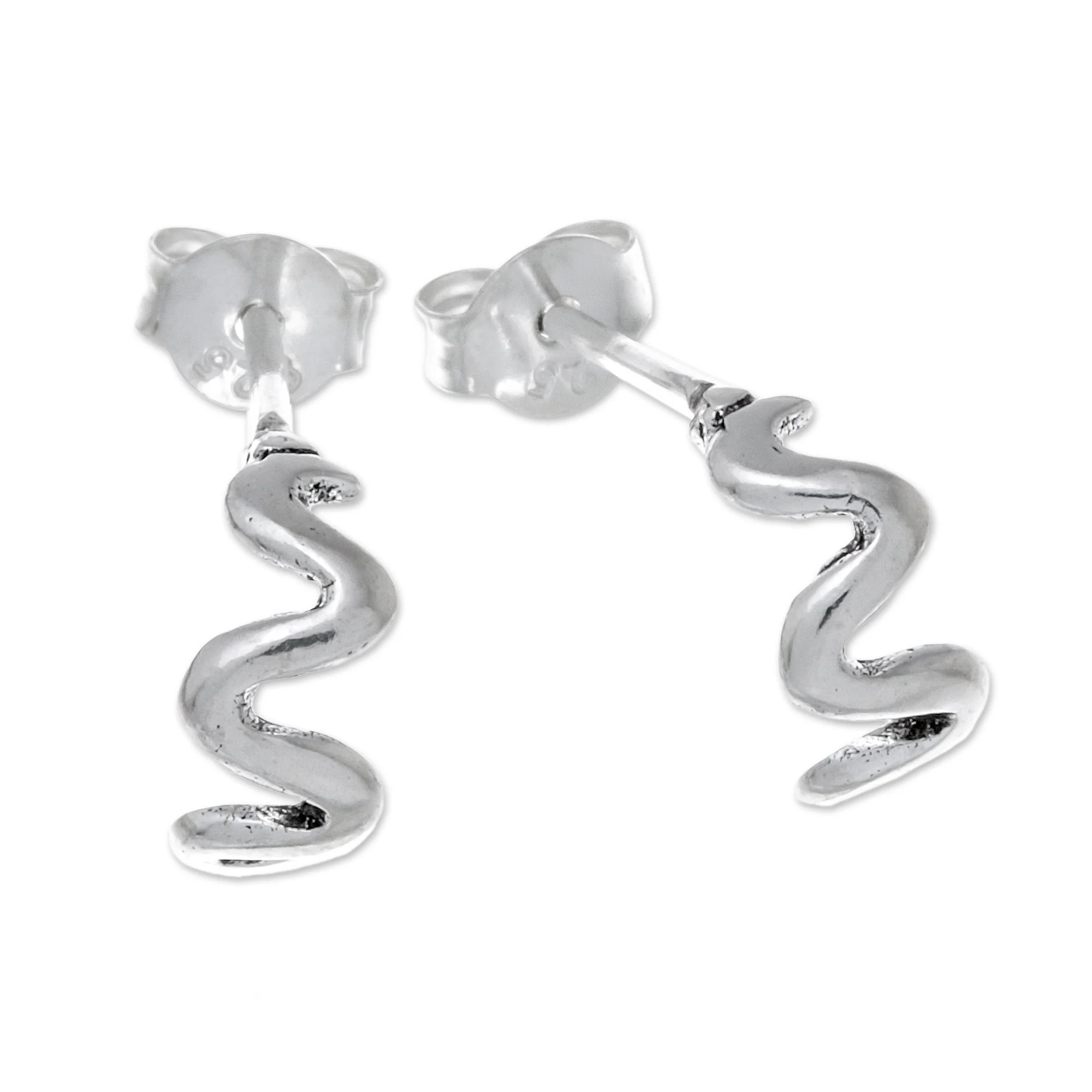 Surf Lines Wavy Sterling Silver Drop Earrings from Thailand - Image 5