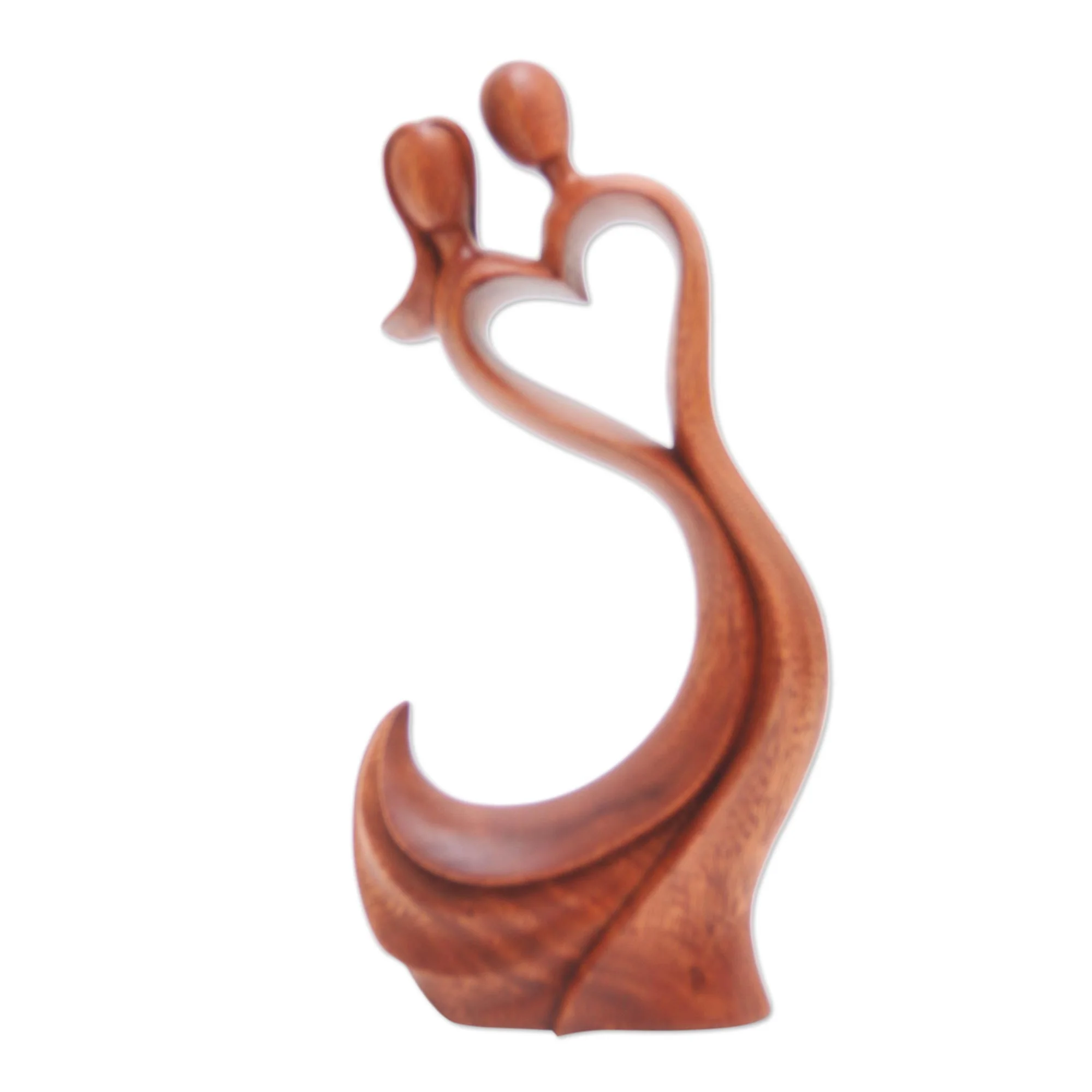 Sway with Me Hand Made Heart-Themed Suar Wood Sculpture - Image 2