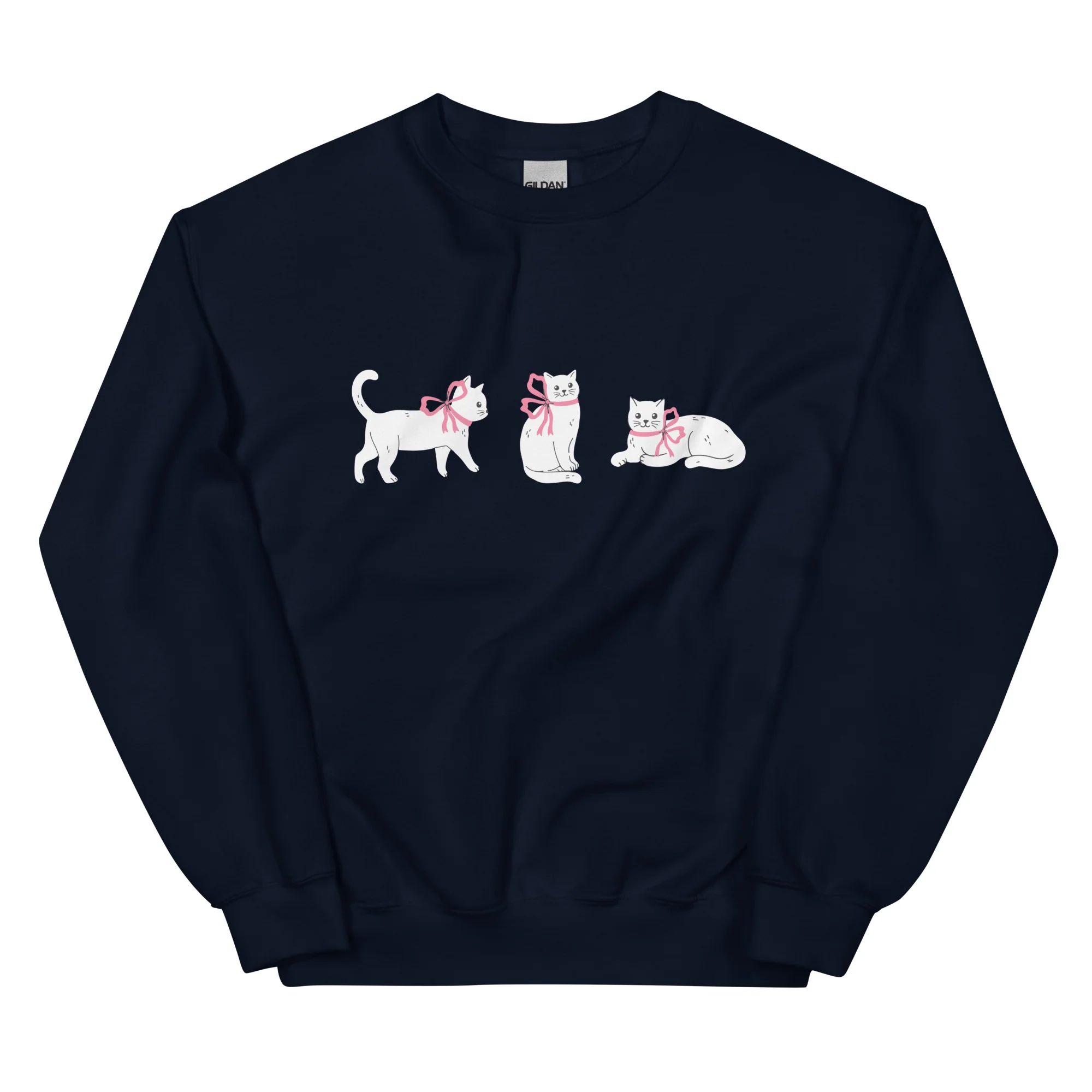 Sweet Cat With Pink Bow Crewneck Sweatshirt - Image 4