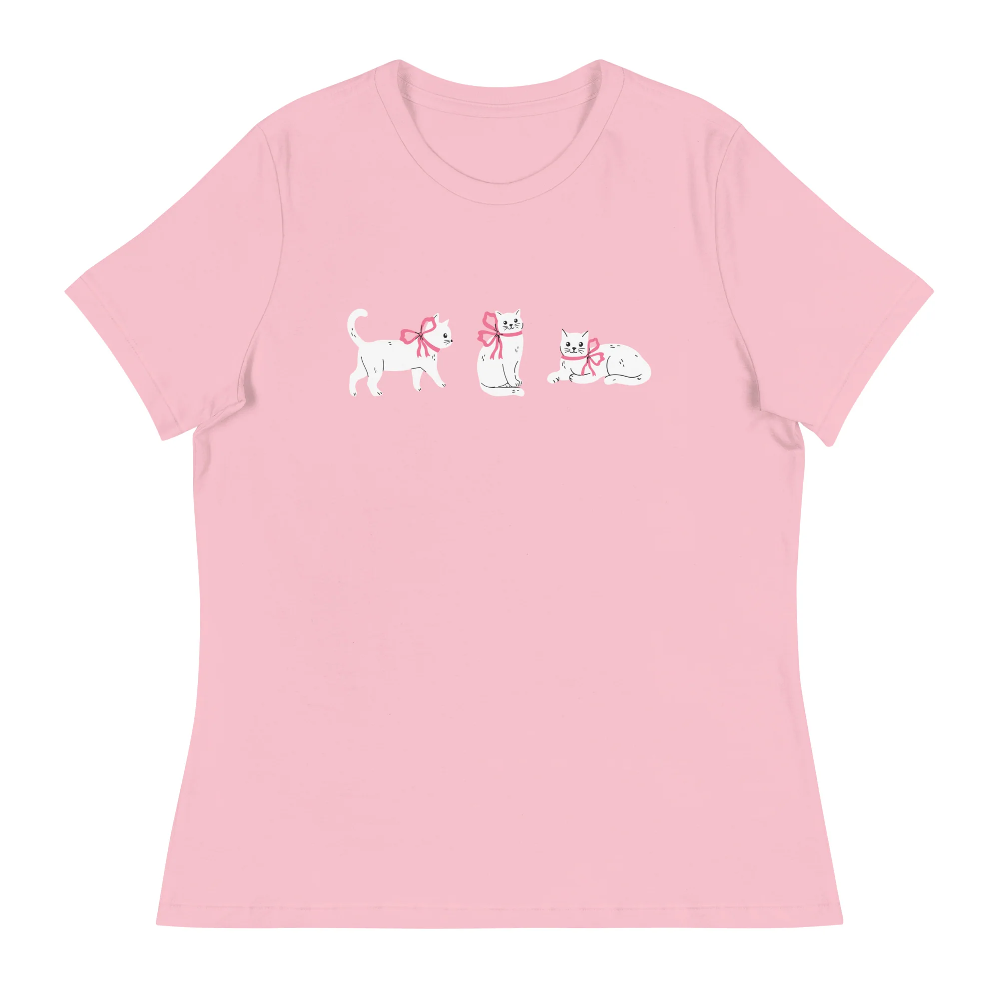Sweet Cat With Pink Bow Women's Relaxed T-Shirt - Image 12
