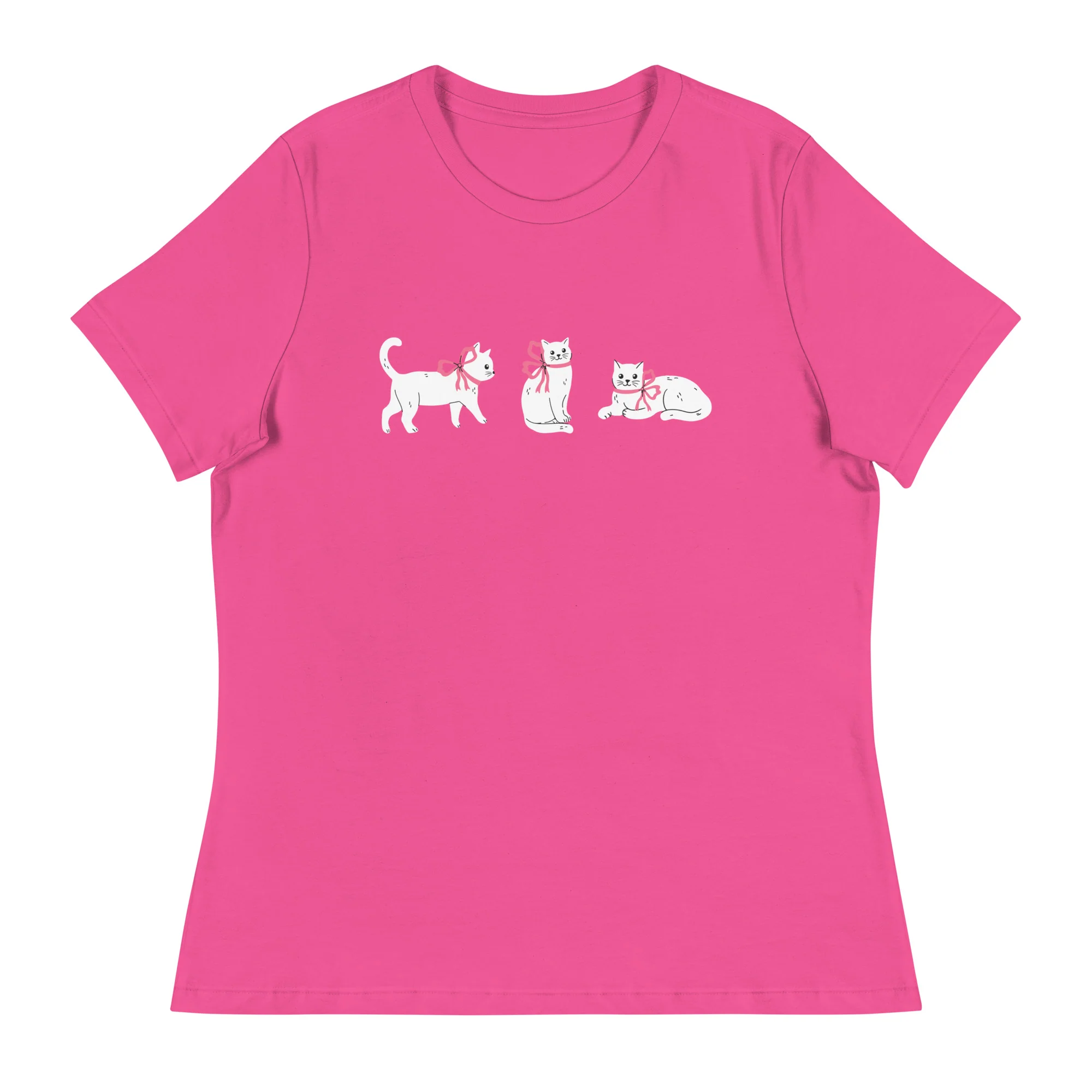 Sweet Cat With Pink Bow Women's Relaxed T-Shirt - Image 6