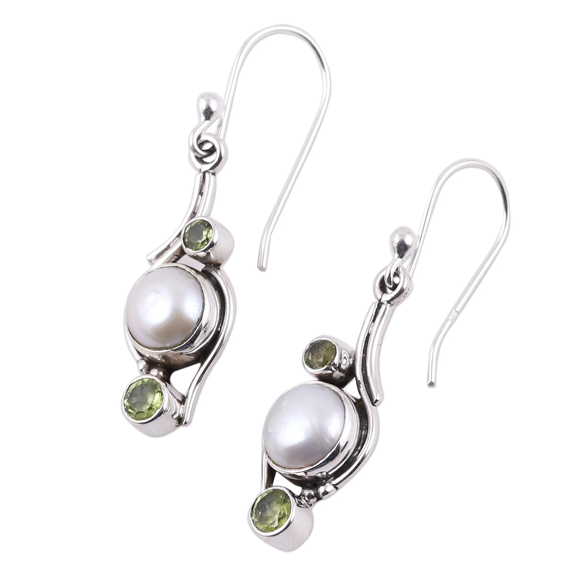 Sweet Dreams India Style Pearls and Peridot Earrings - Image 4