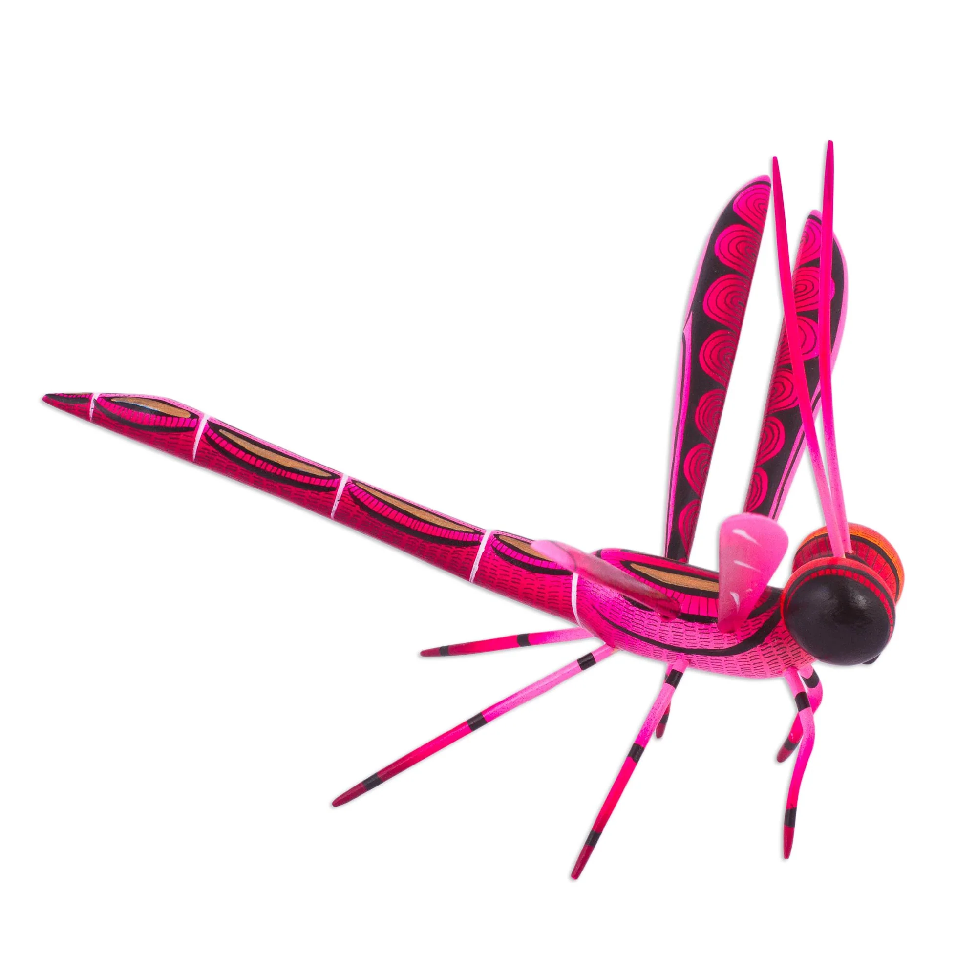 Sweet Freedom in Pink Handcrafted Pink Copal Wood Dragonfly Sculpture from Mexico - Image 2
