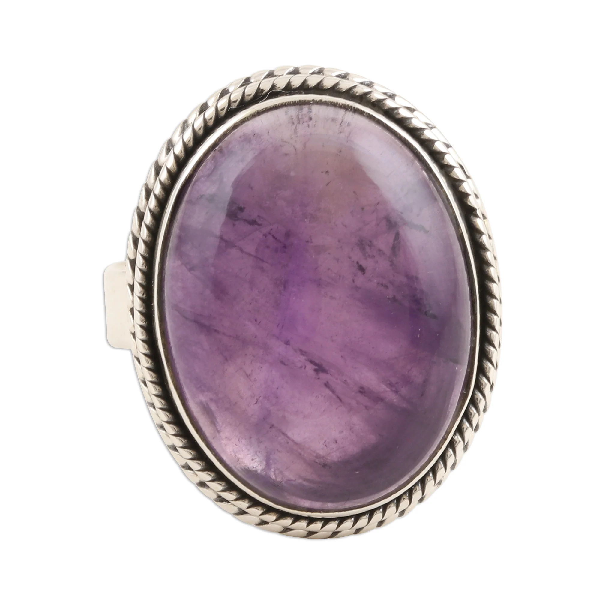 Sweet Glory Oval Amethyst Cabochon Cocktail Ring - Image 2