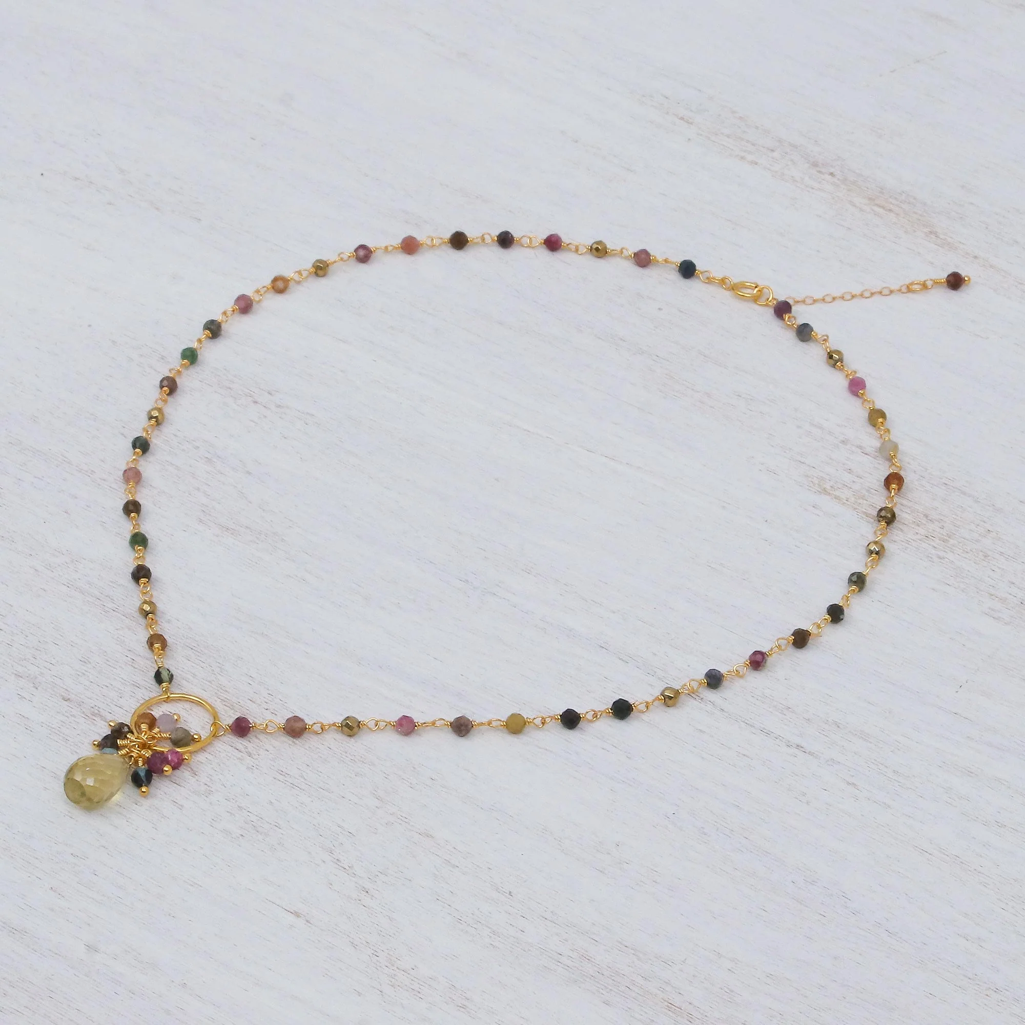 Sweet Serendipity Multi-Gemstone Pendant Necklace with 24k Gold Plating - Image 4