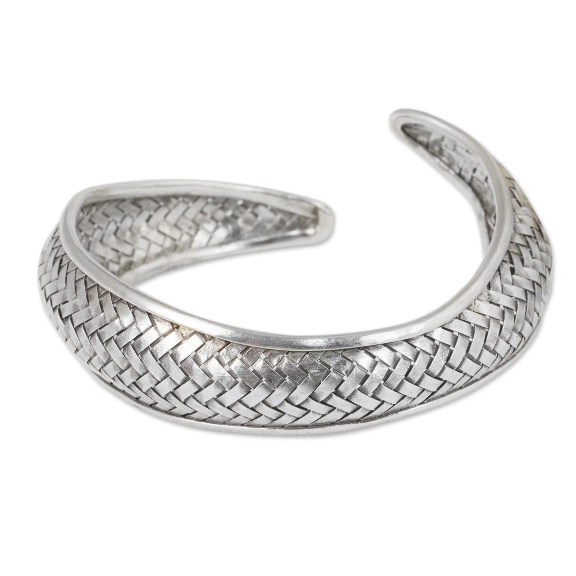 Swimming Fish Woven Sterling Silver Cuff - Image 3