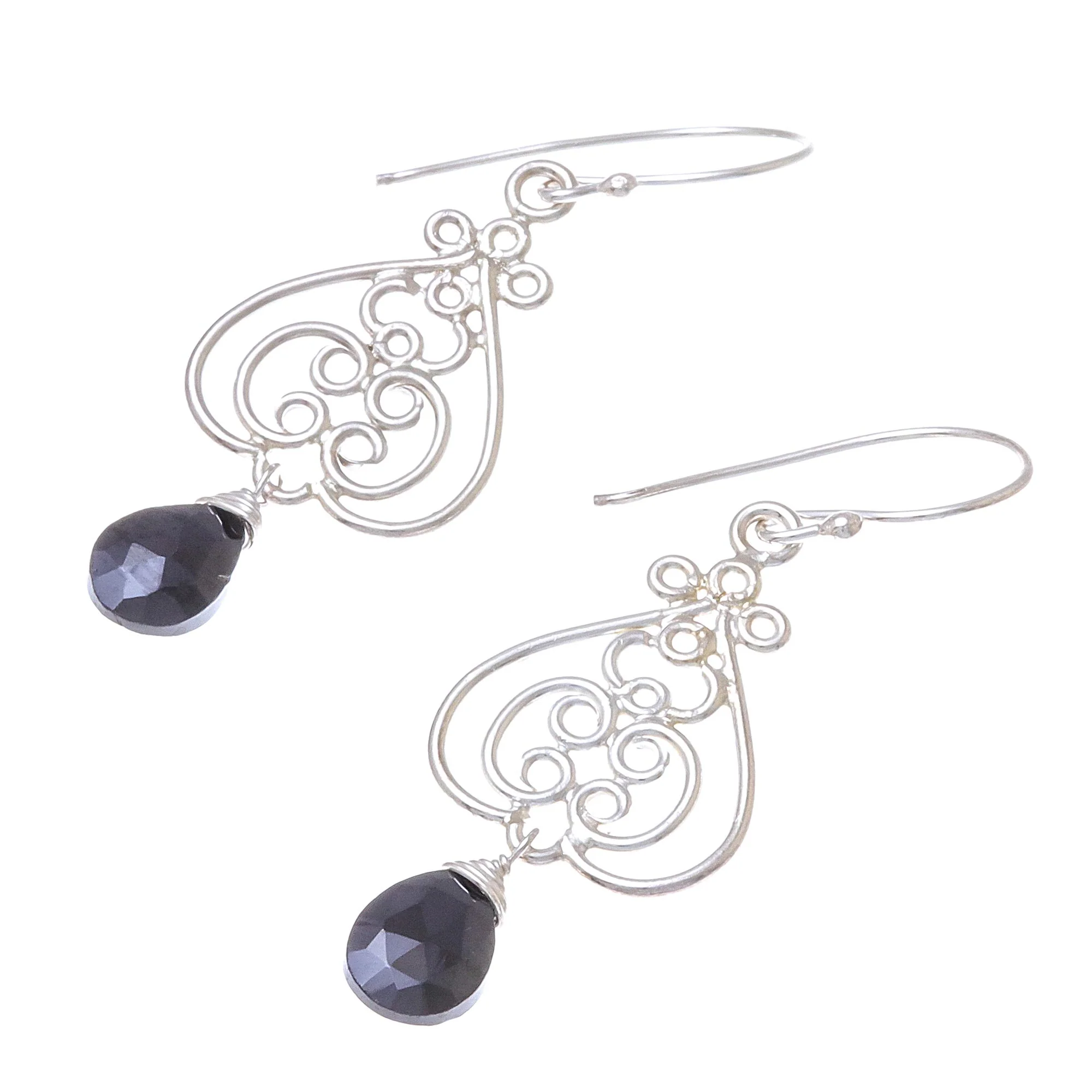 Swirling Beauty Swirl Pattern Onyx Dangle Earrings Crafted in Thailand - Image 4