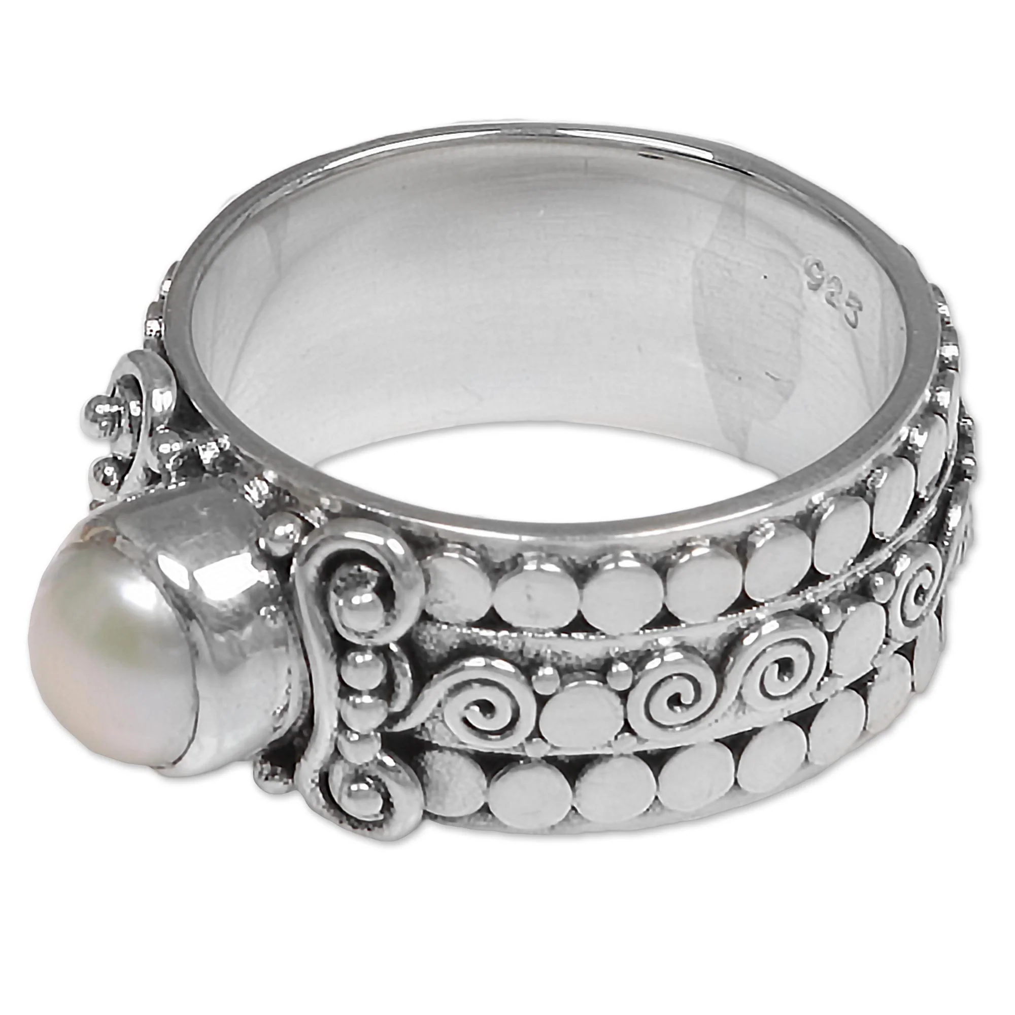 Swirling Serenity Cultured Pearl Single-Stone Ring from Indonesia - Image 5