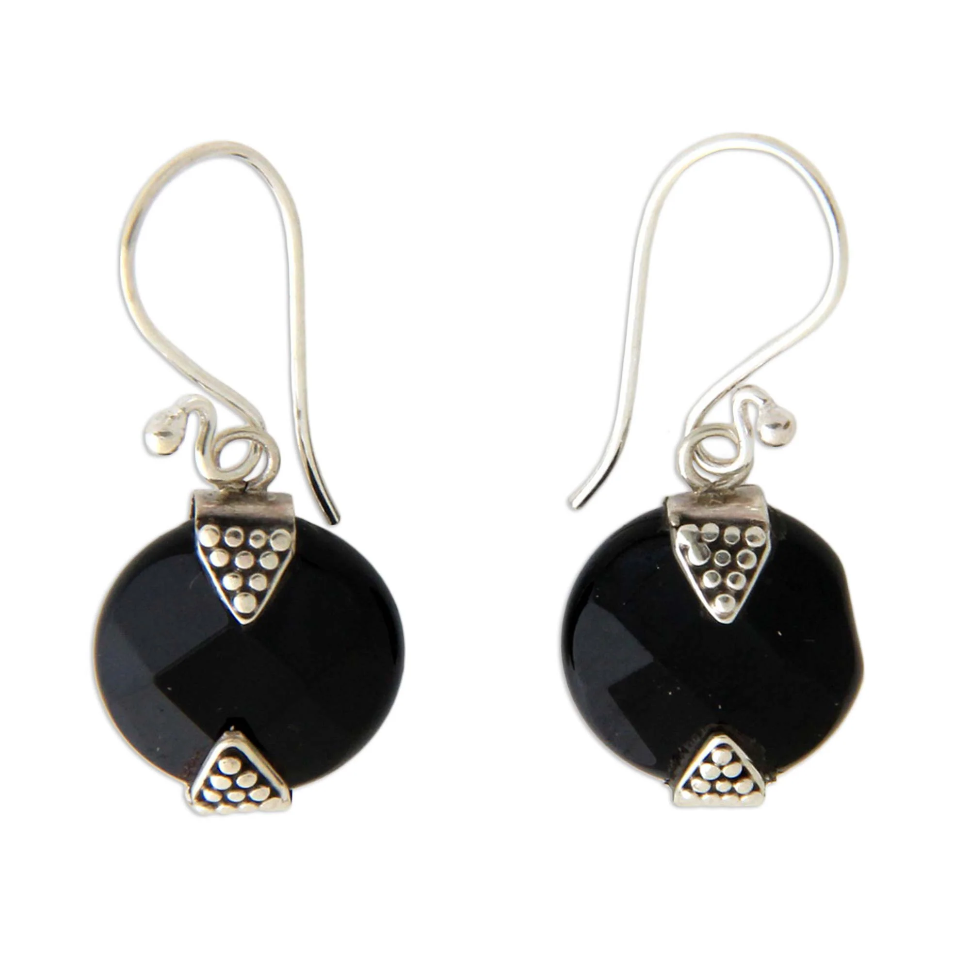 Sylph Onyx Sterling Silver Dangle Earrings from Indonesia - Image 2
