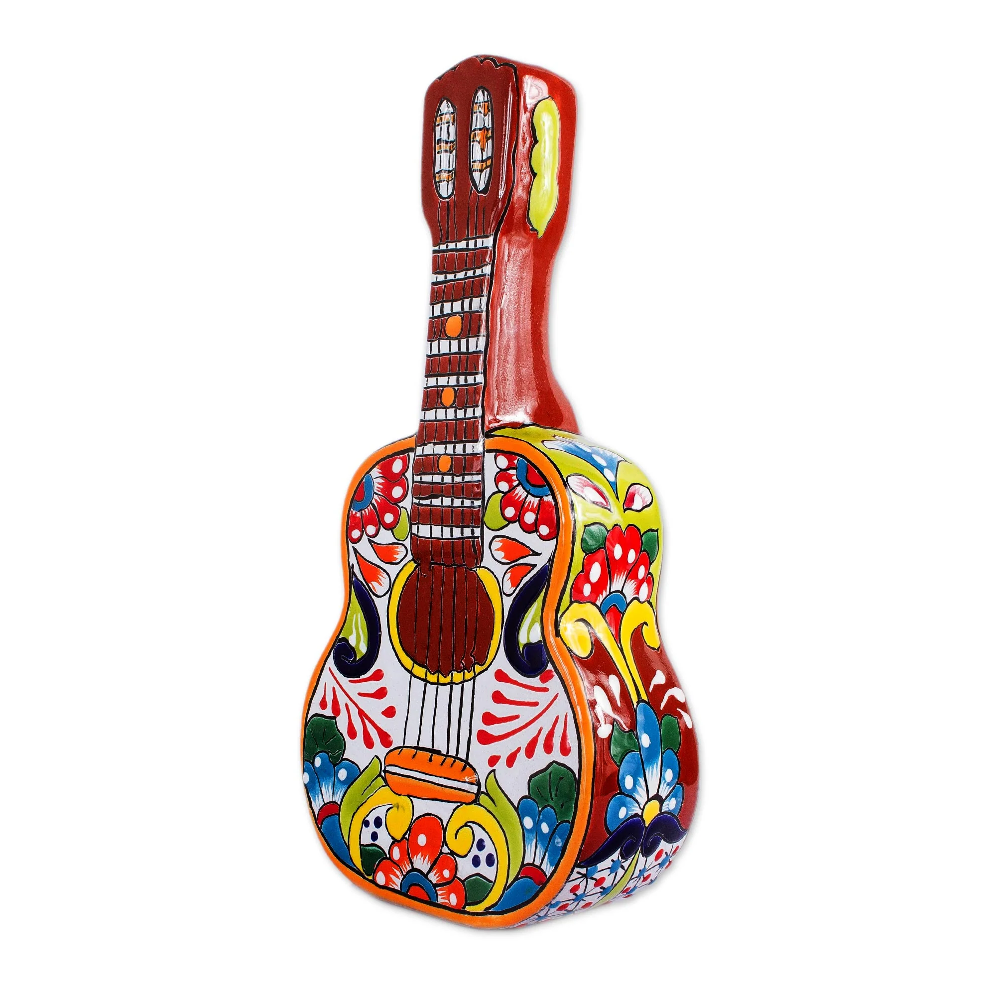 Talavera Guitar Talavera-Style Ceramic Guitar Sculpture from Mexico - Image 2