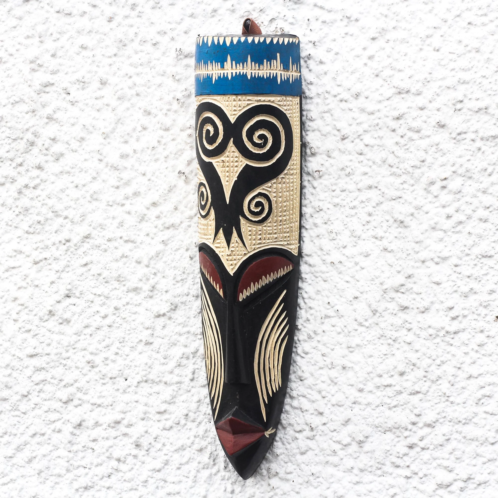 Tall Sankofa Sankofa-Themed African Wood Mask from Ghana - Image 3
