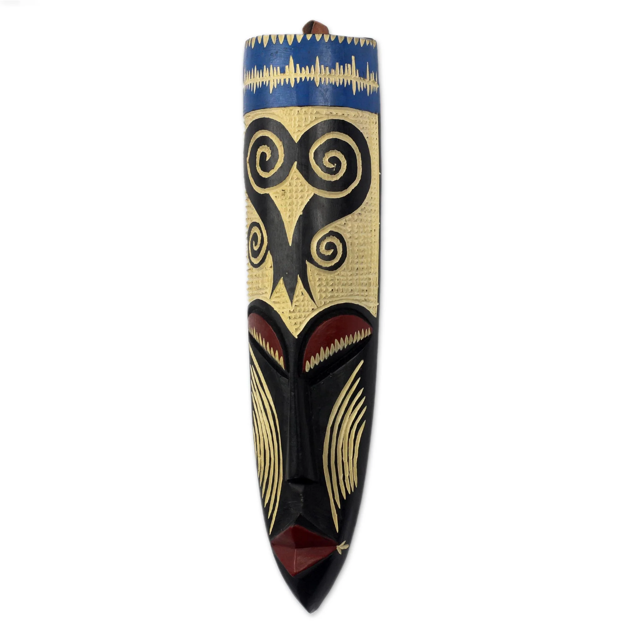 Tall Sankofa Sankofa-Themed African Wood Mask from Ghana - Image 4