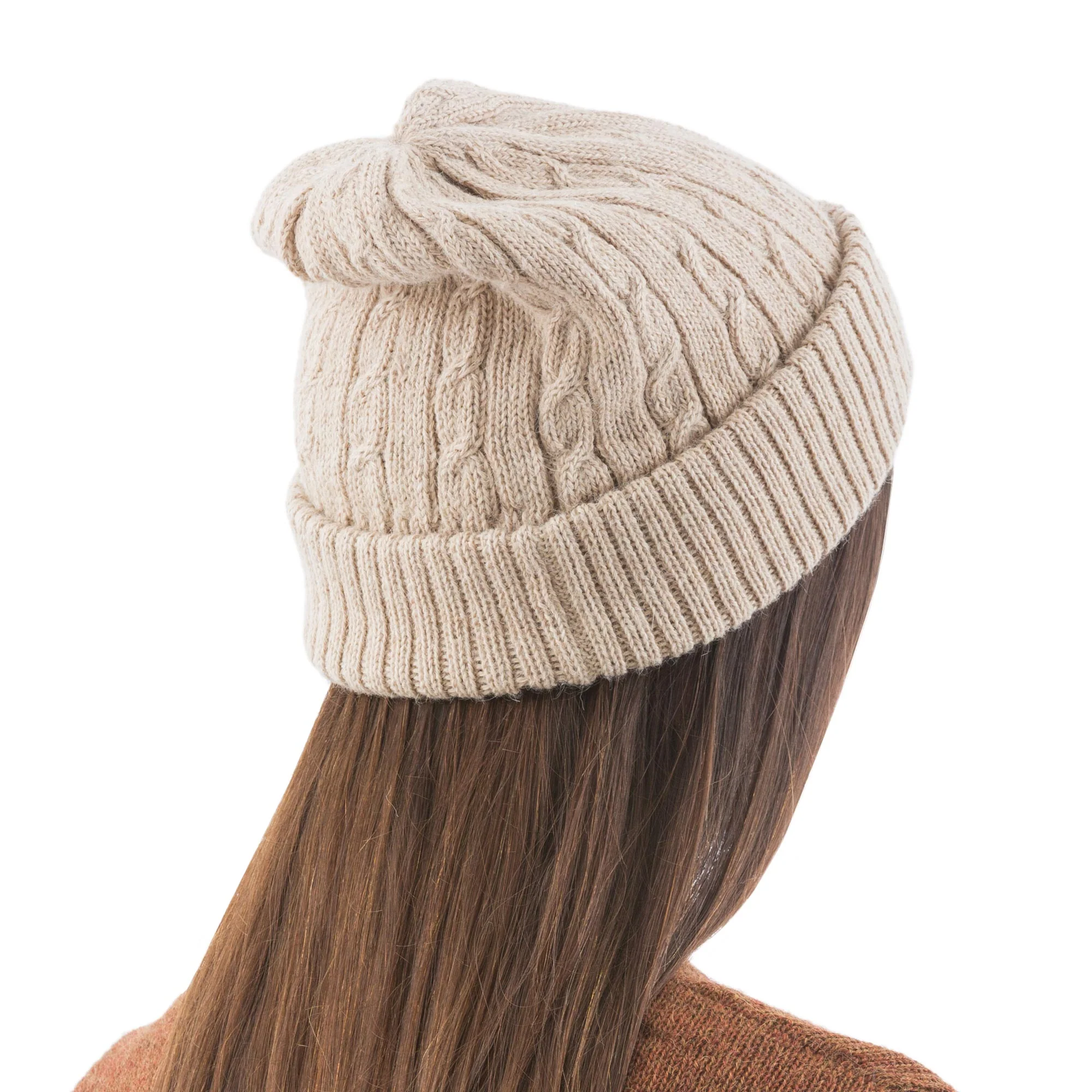 Tan Mountain Roads Unique Womens Alpaca Wool Solid Knit Hat - Image 4