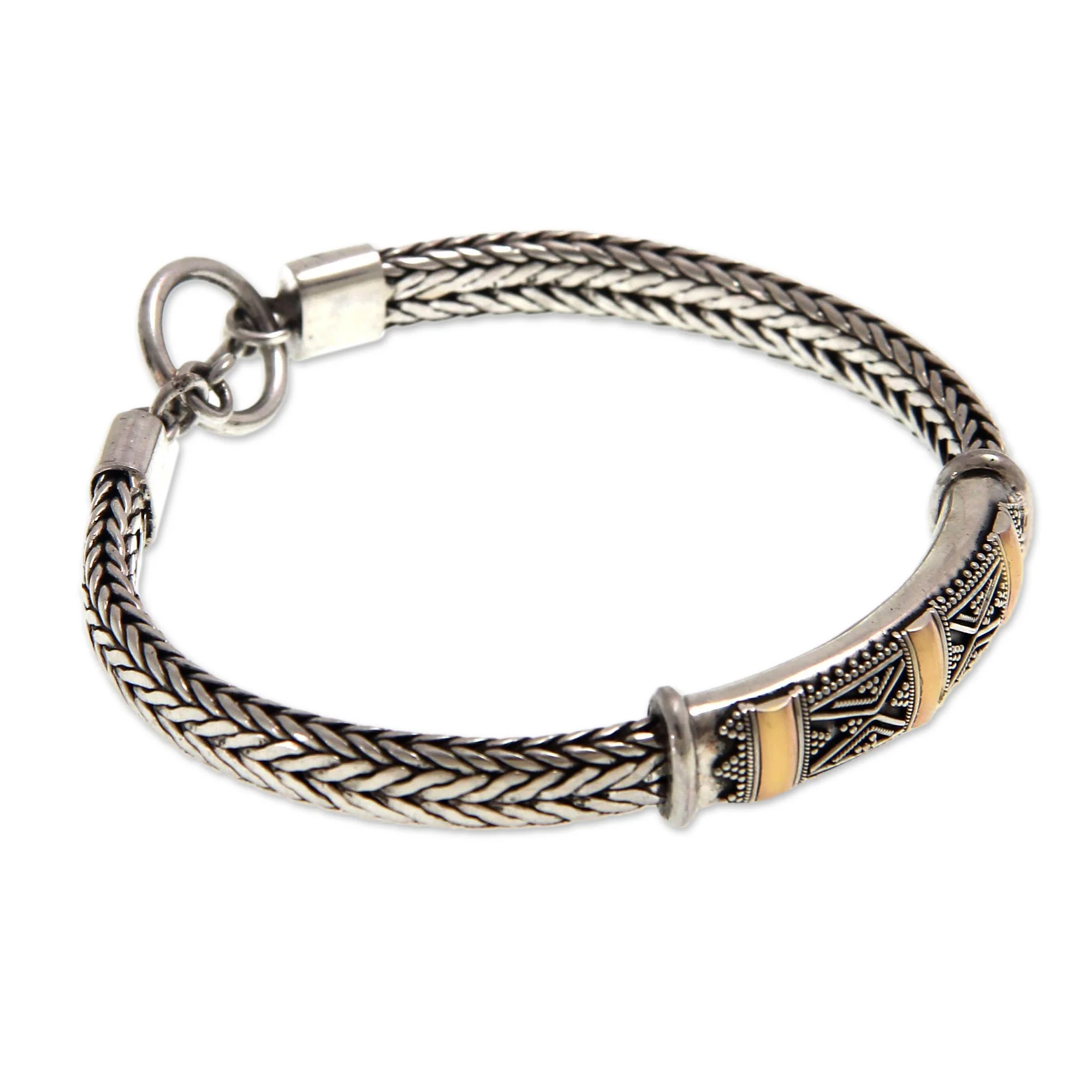 Tanah Lot Mystery Fair Trade Gold Accent and Sterling Silver Chain Bracelet - Image 3