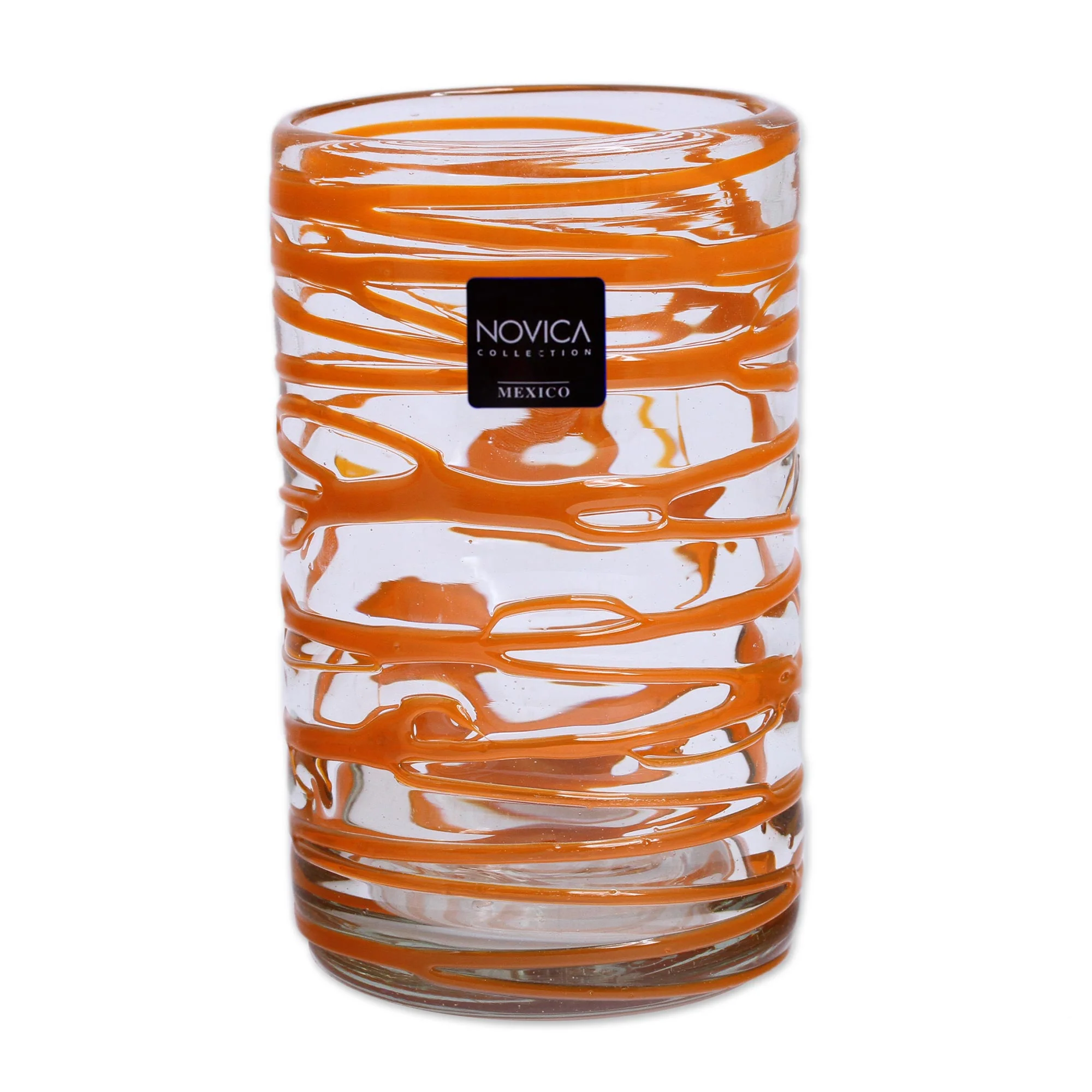 Tangerine Swirl Hand Blown Water Glass Set - Image 3