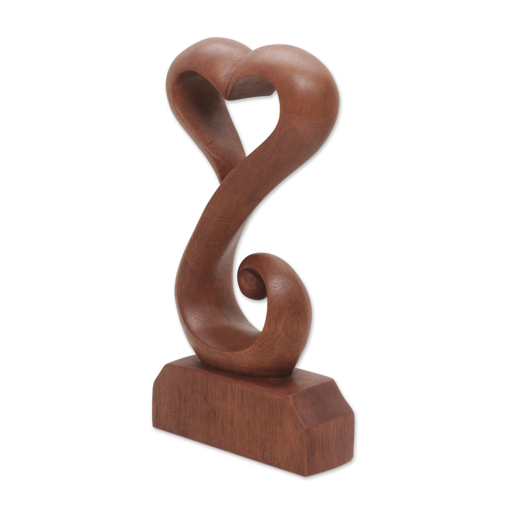 Tangled Love Hand Crafted Suar Wood Open Heart Statuette Home Decor - Image 4
