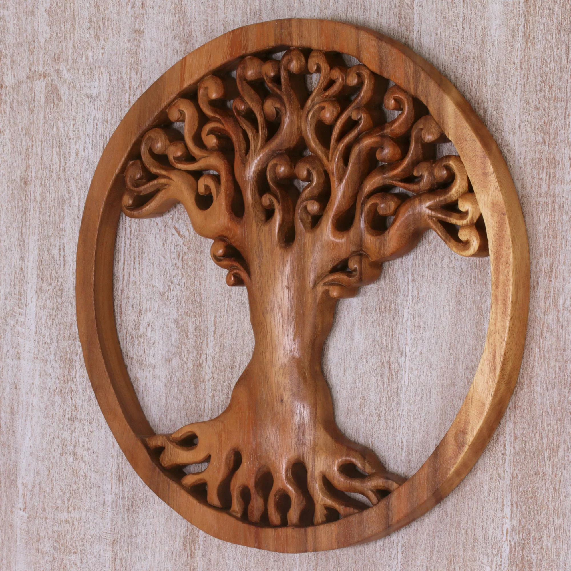 Tangled Tree Hand Carved Wood Relief Panel of a Surreal Balinese Tree - Image 3