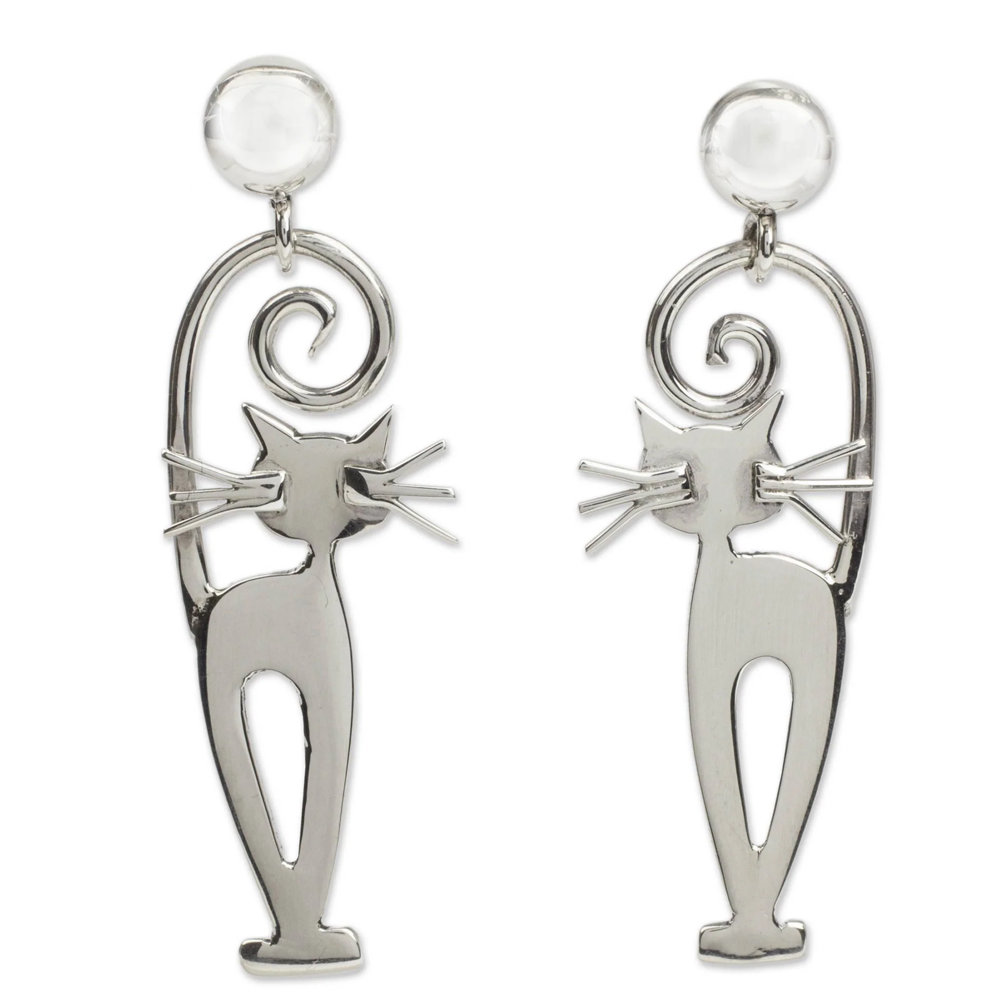 Taxco Cat Taxco Silver Kitty Cat Earrings - Image 2