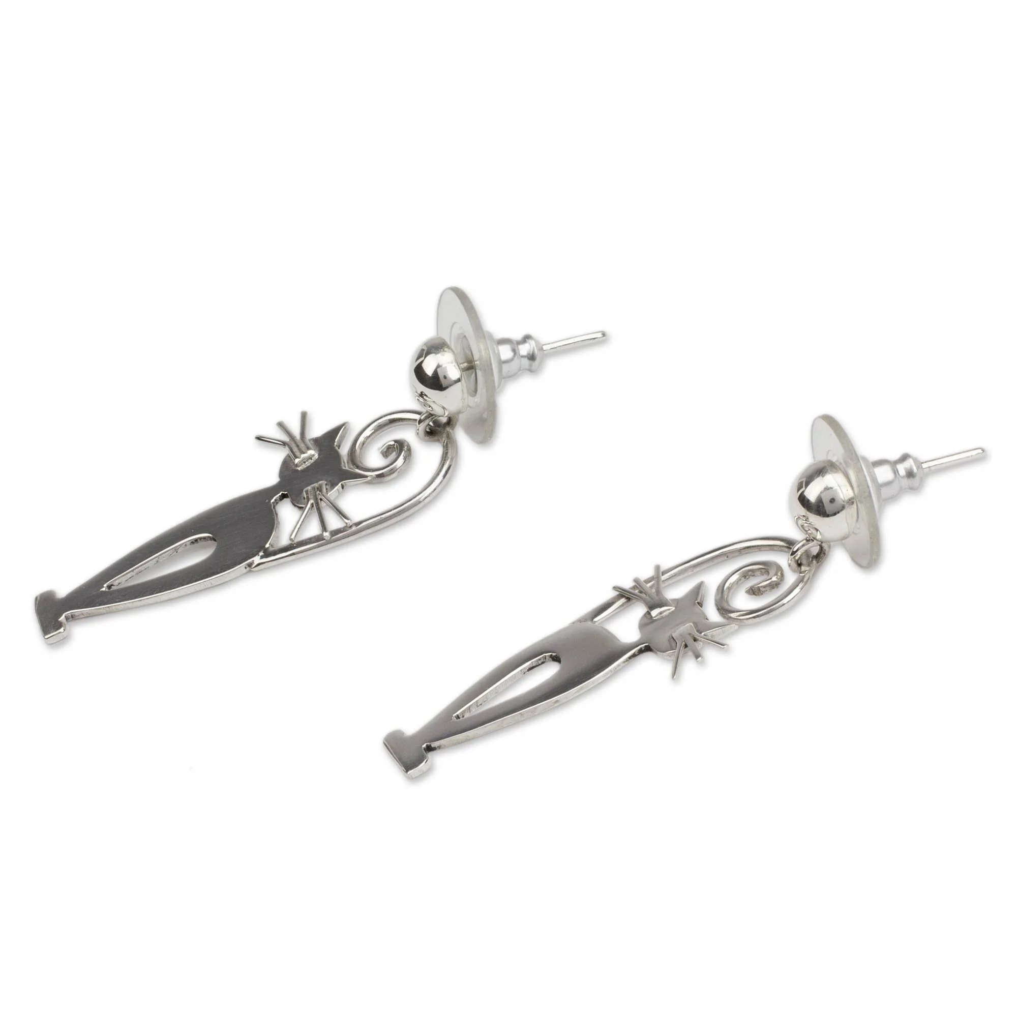 Taxco Cat Taxco Silver Kitty Cat Earrings - Image 3