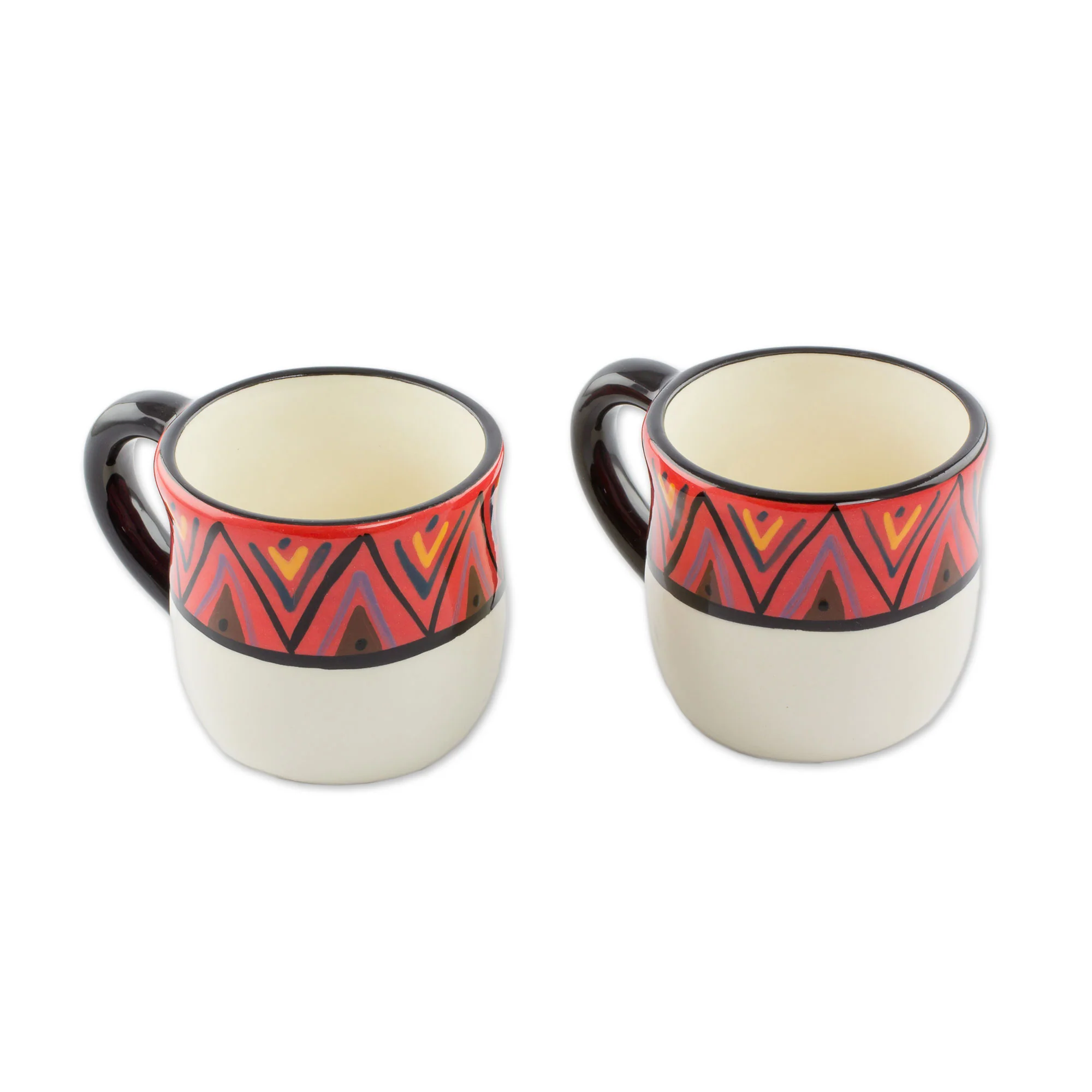 Tazumal El Salvador Artisan Crafted Ceramic Coffee Mugs (Pair) - Image 2