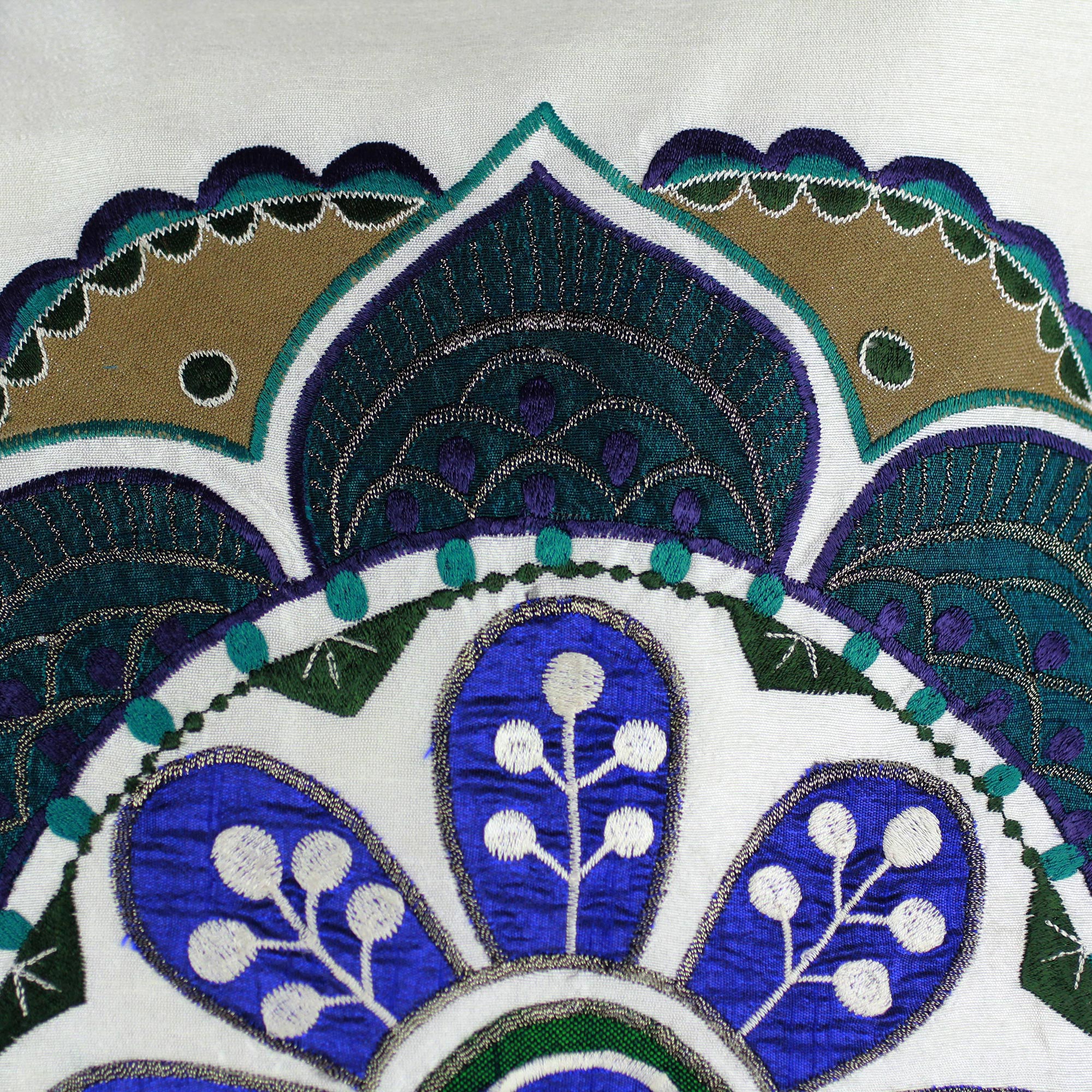 Teal Bouquet Hand Made Floral Patterned Cushion Covers (Pair) - Image 3