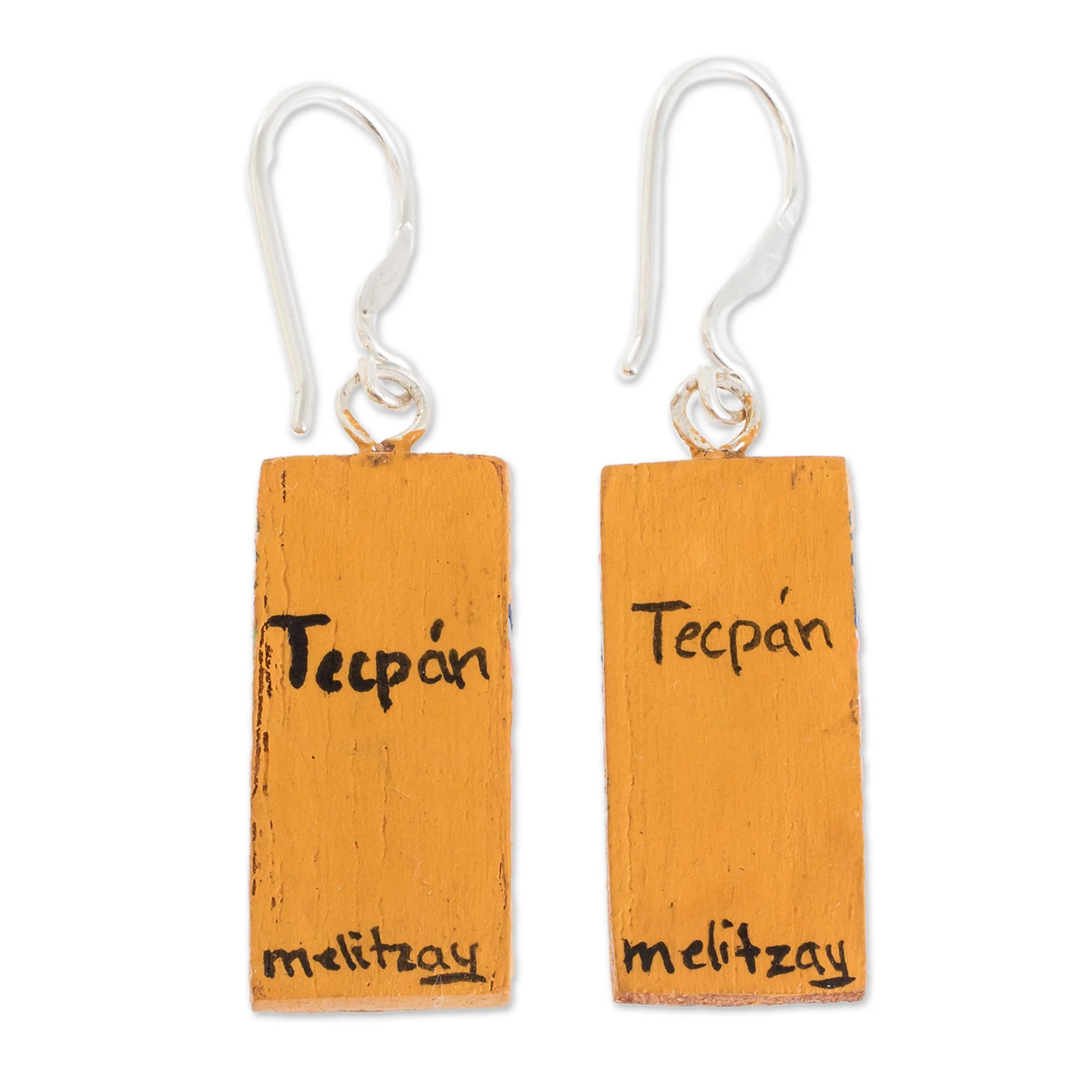 Tecpan Marvels Huipil-Inspired Wood Dangle Earrings from Guatemala - Image 5