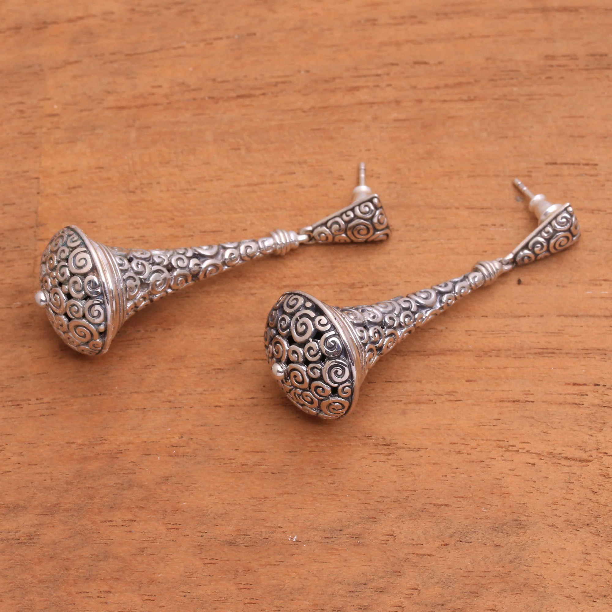 Temple Bells Sterling Silver Dangle Earrings - Image 3