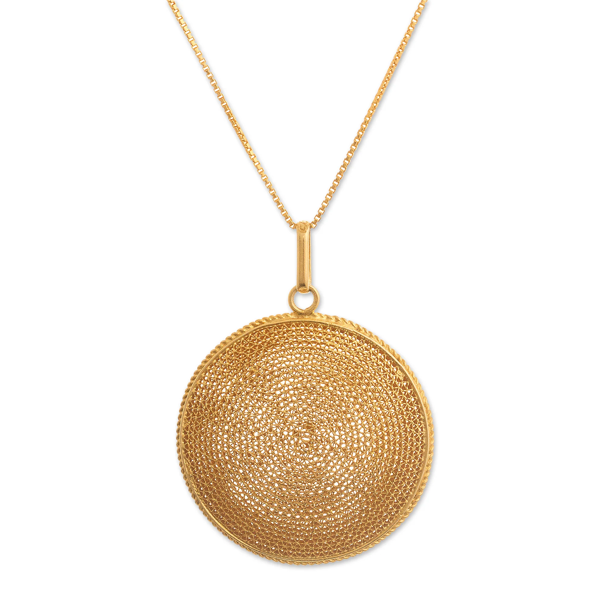 Temple of the Sun Peruvian Gold-Plated Filigree Pendant Necklace - Image 2