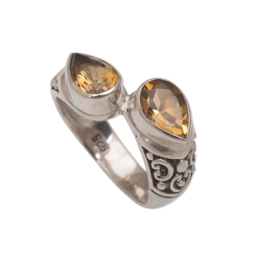 Temple Tears Citrine Silver Ring - Image 2
