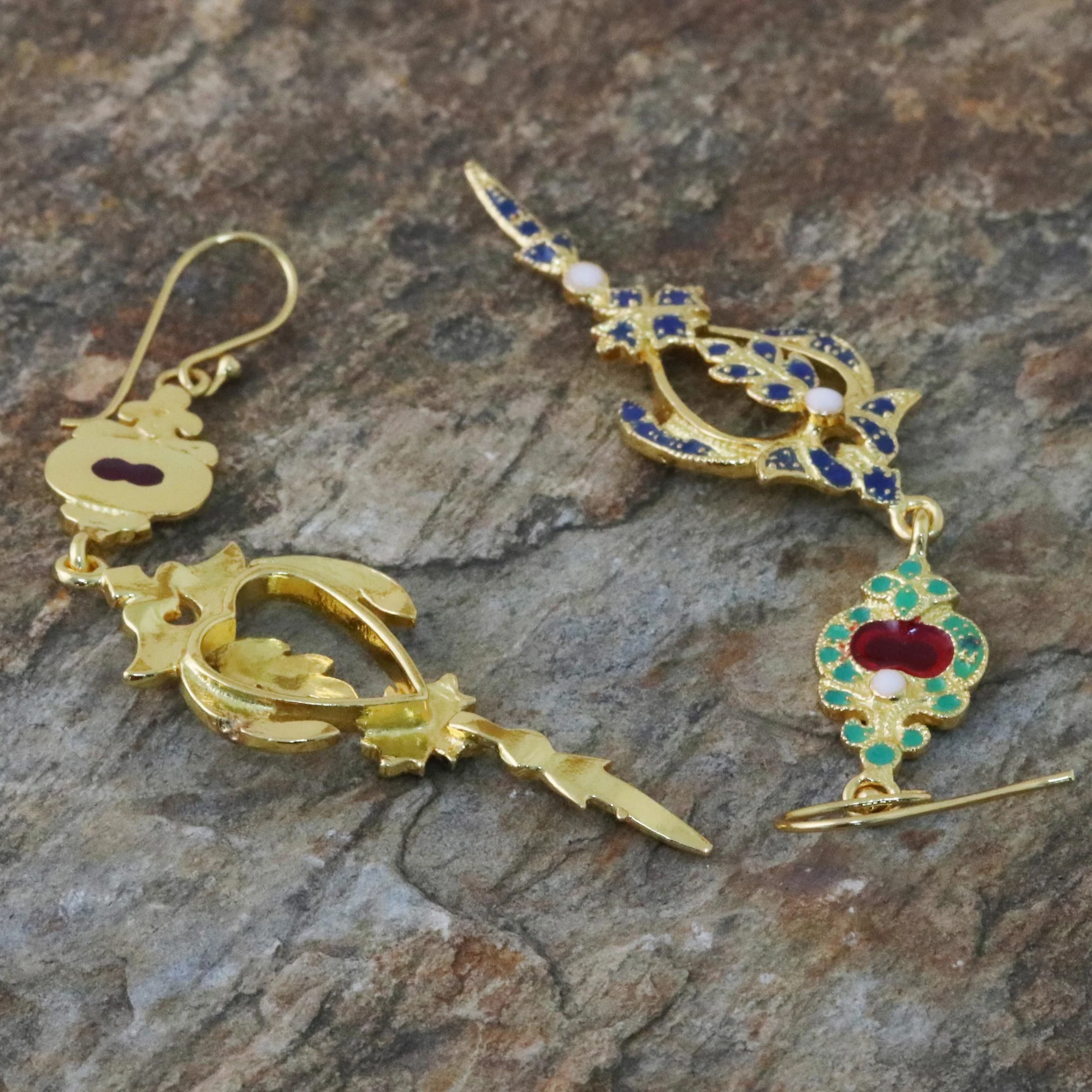 Thai Confection Gold Plated Brass Multicolored Earrings from Thailand - Image 4