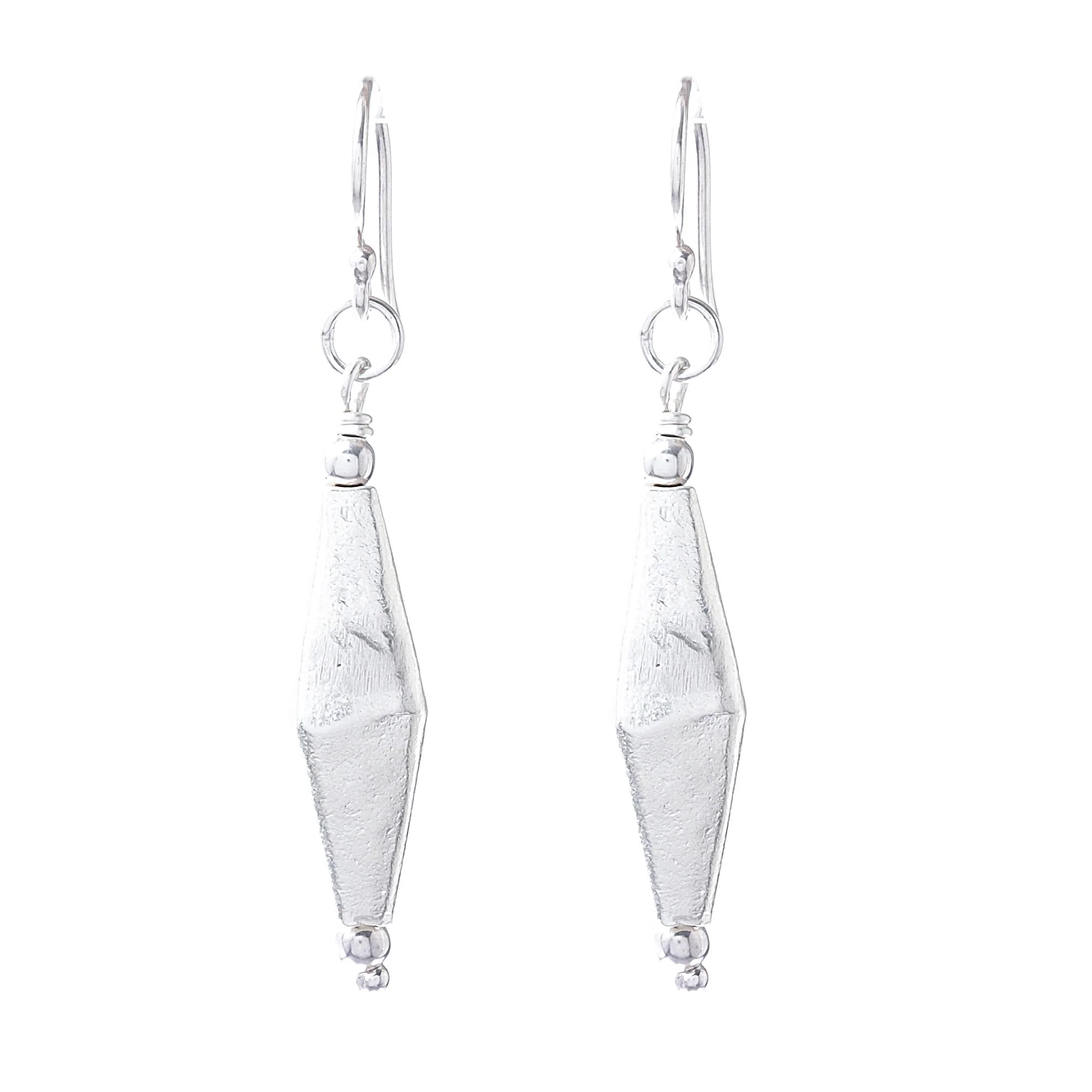 Thai Diamonds Diamond-Shaped Sterling Silver Dangle Earrings - Image 2