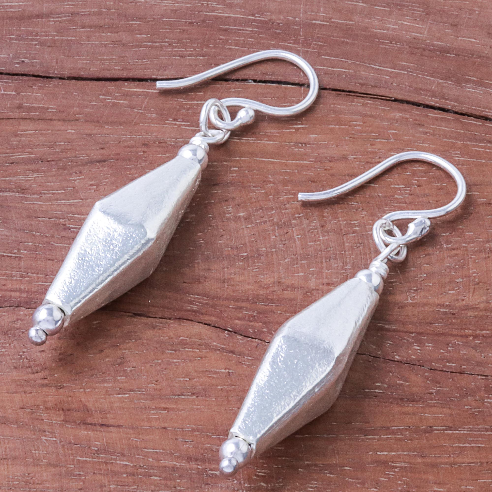 Thai Diamonds Diamond-Shaped Sterling Silver Dangle Earrings - Image 3