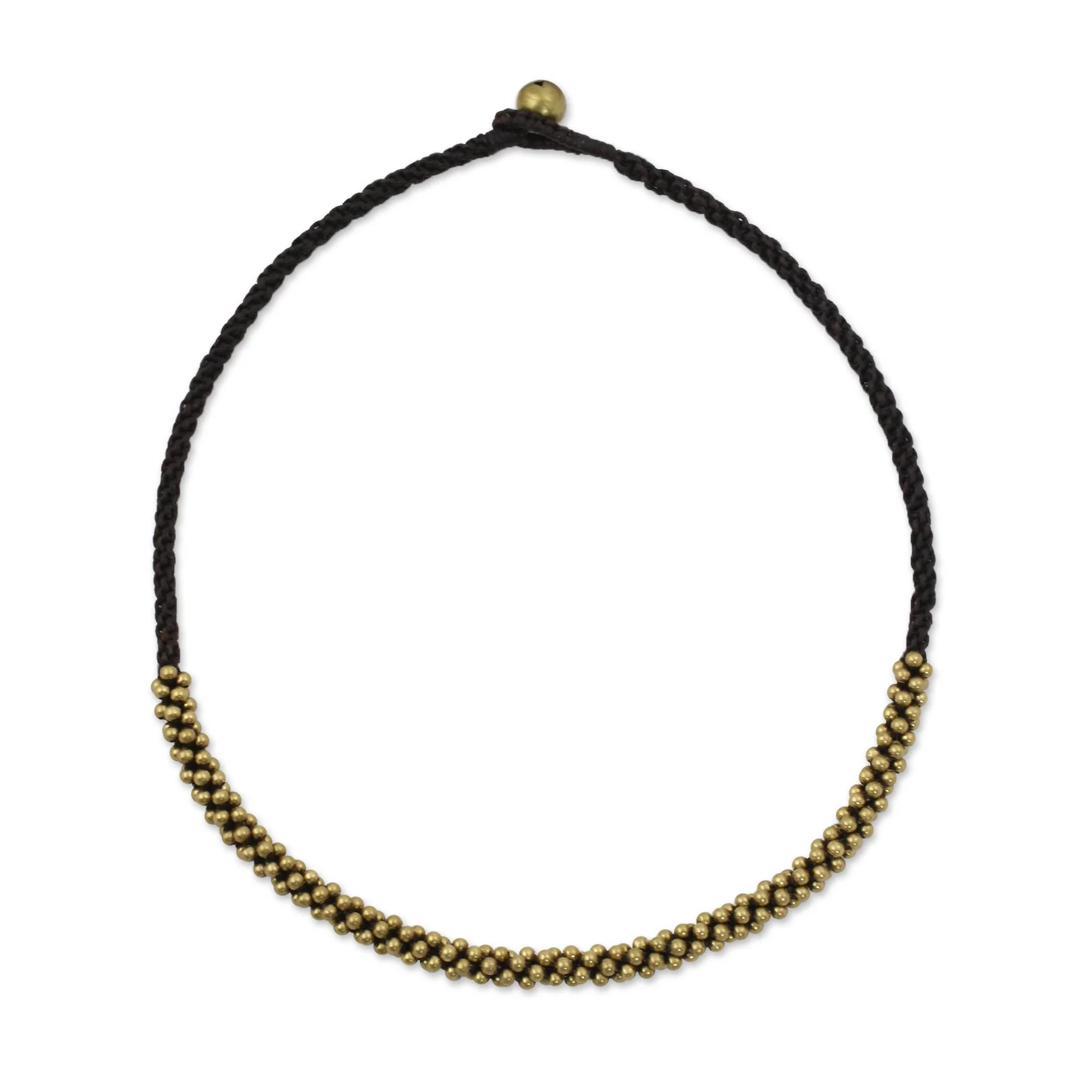 Thai Light Artisan Crafted Brass Beaded Necklace - Image 2