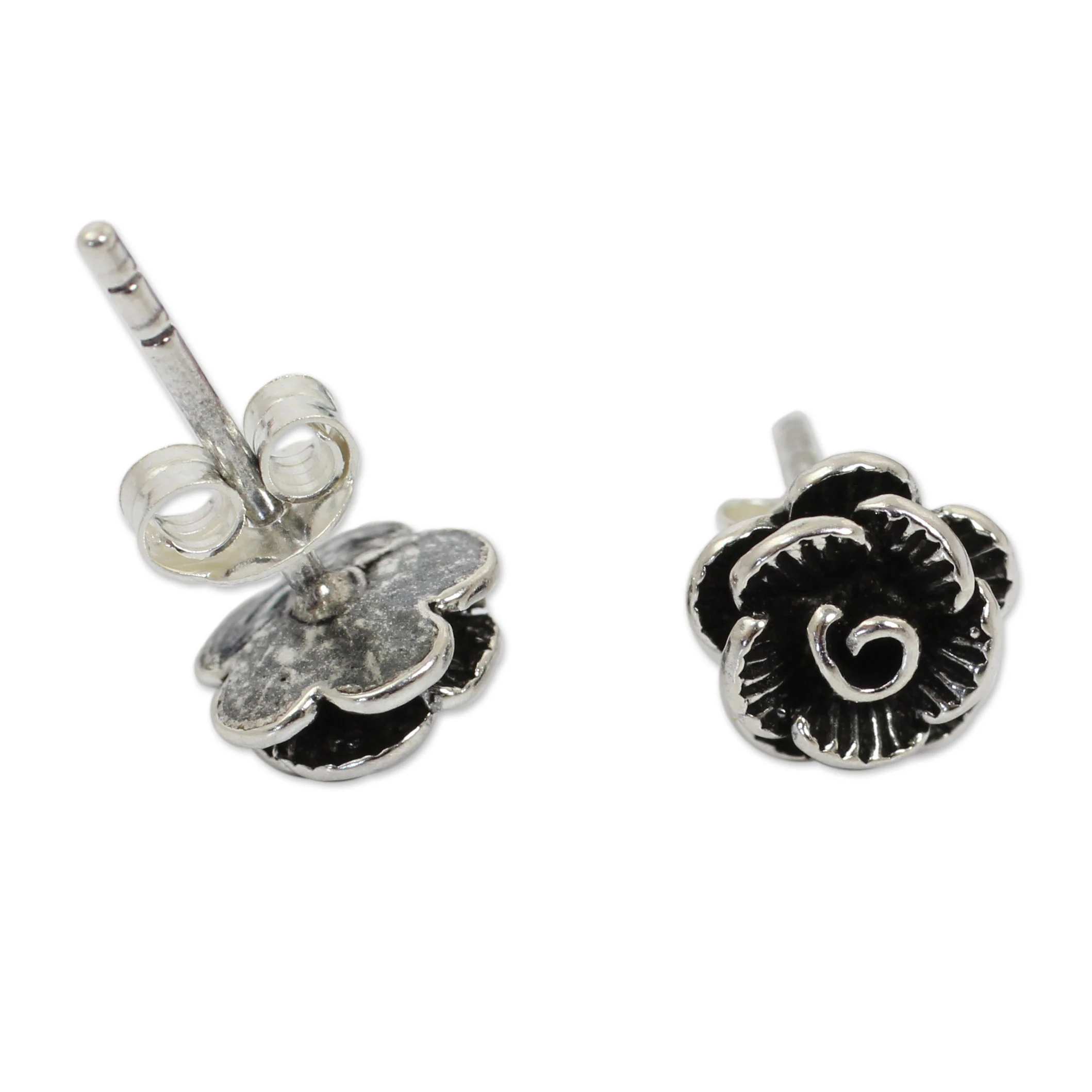 Thai Peony Sterling Flower Earrings - Image 3