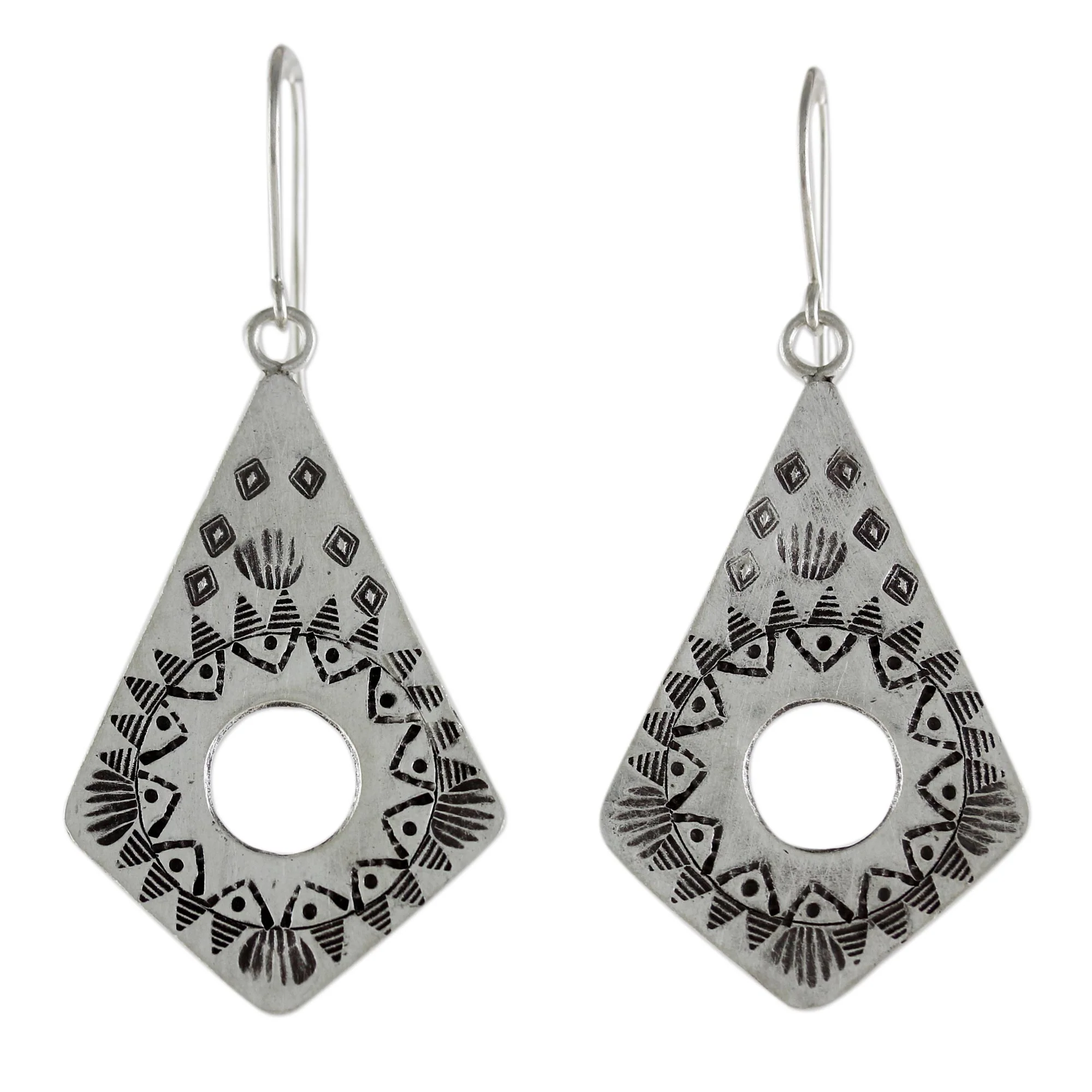 Thai Promise Handmade Hill Tribe Silver Dangle Earrings from Thailand - Image 2