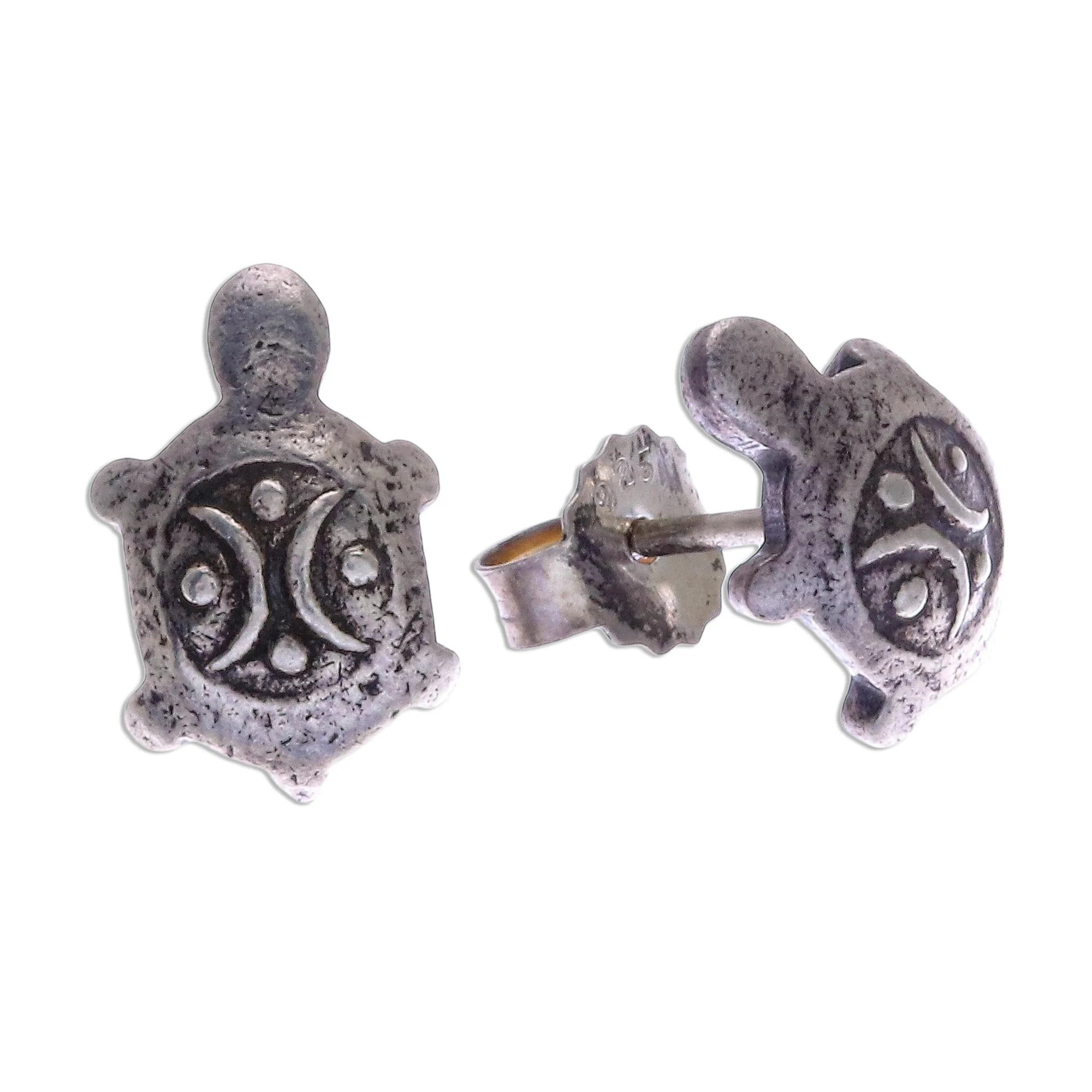 Thai Turtles Cute 950 Silver Turtle Stud Earrings - Image 4