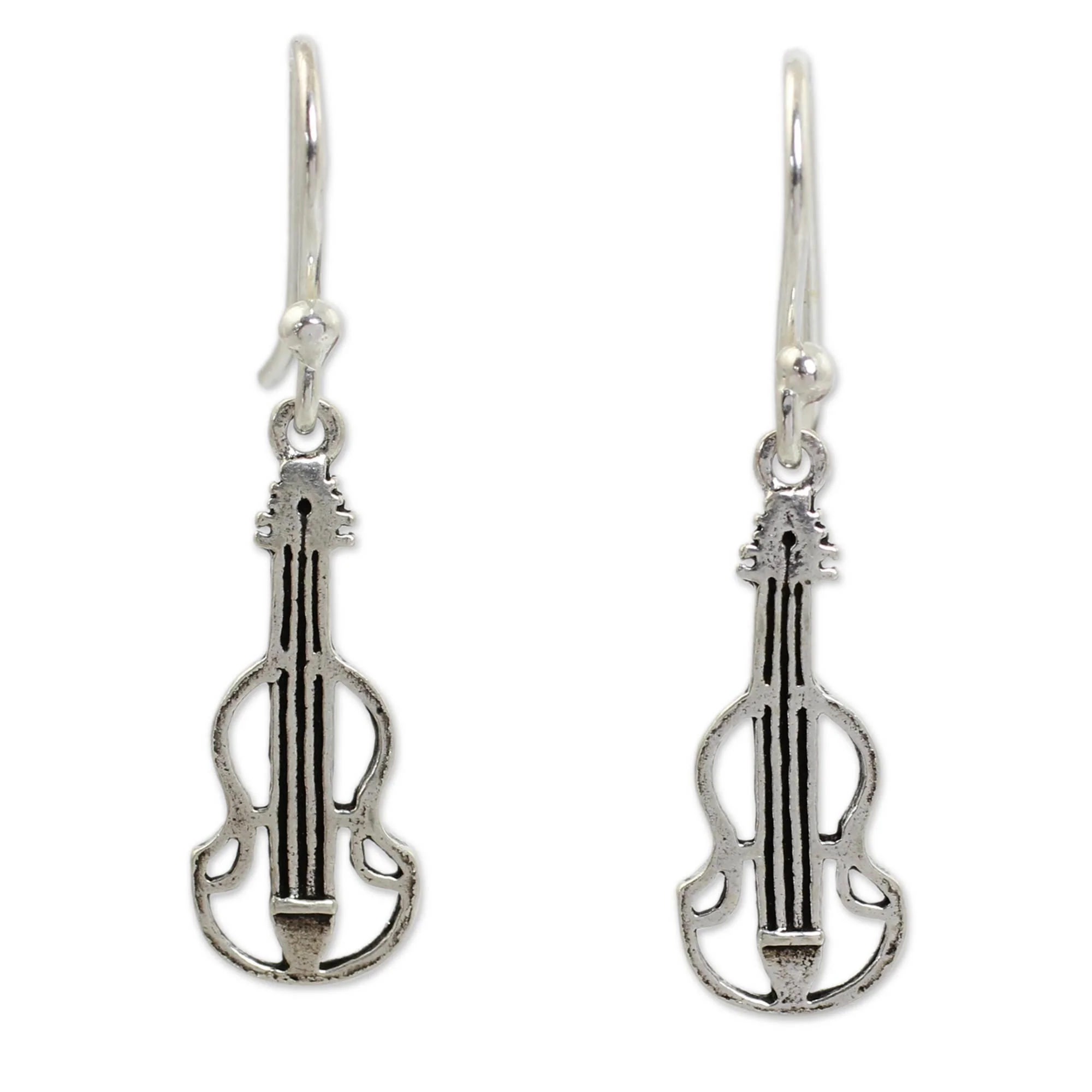 Thai Violin Music Theme Sterling Silver Earrings - Image 2