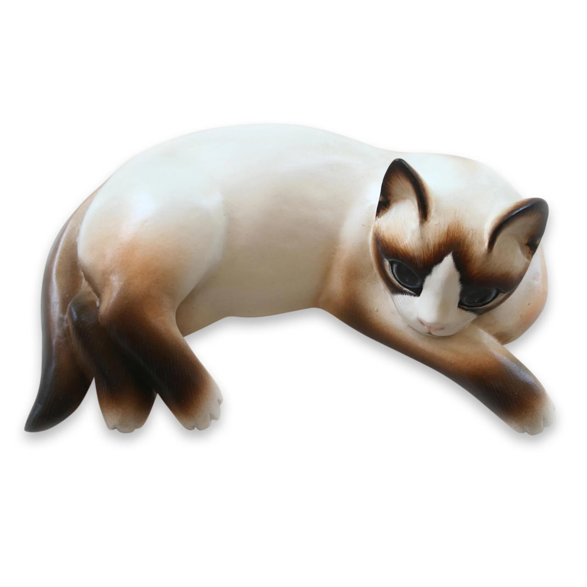 Thoughtful Cat Wood statuette - Image 3