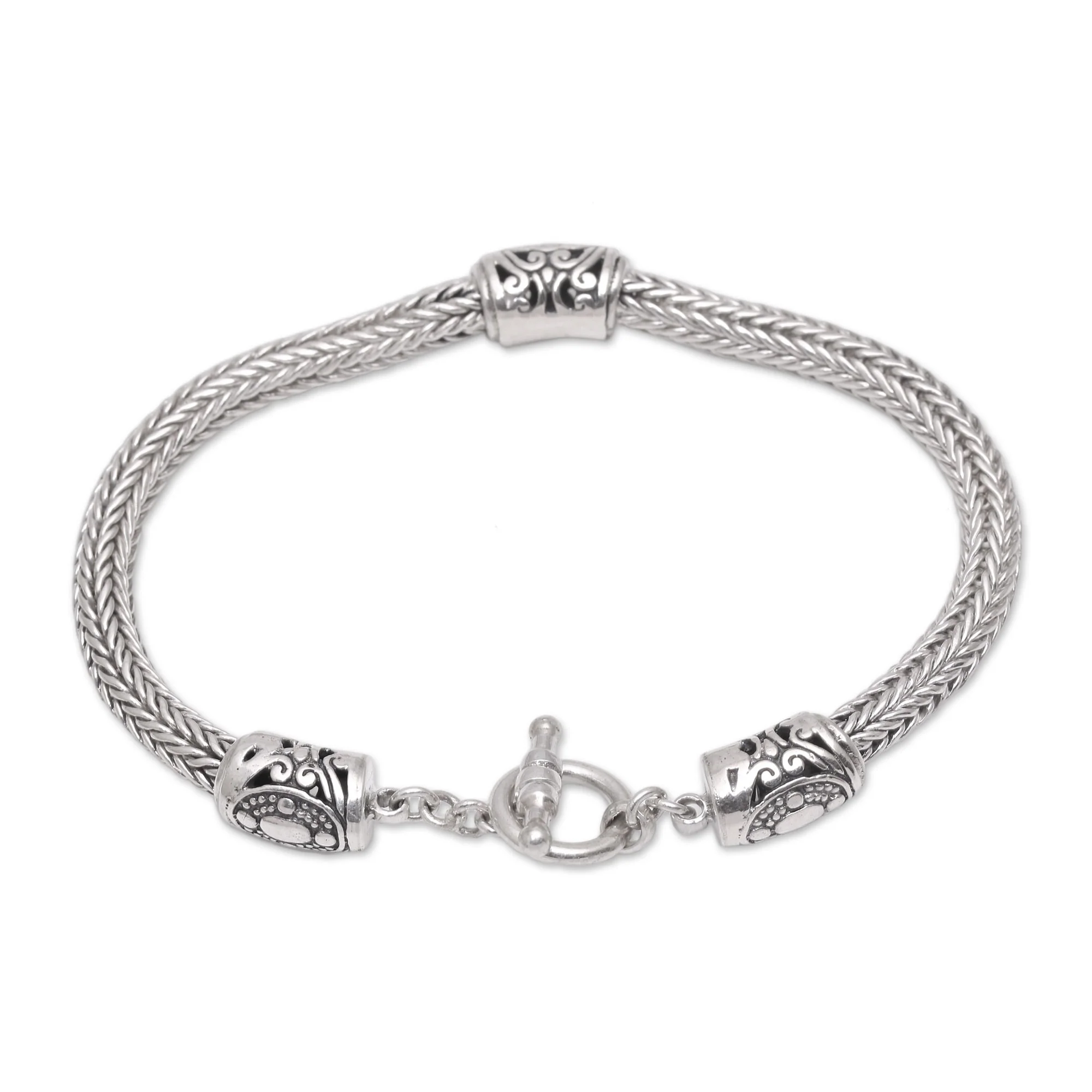 Three Siblings Artisan Crafted Sterling Silver Pendant Bracelet from Bali - Image 5