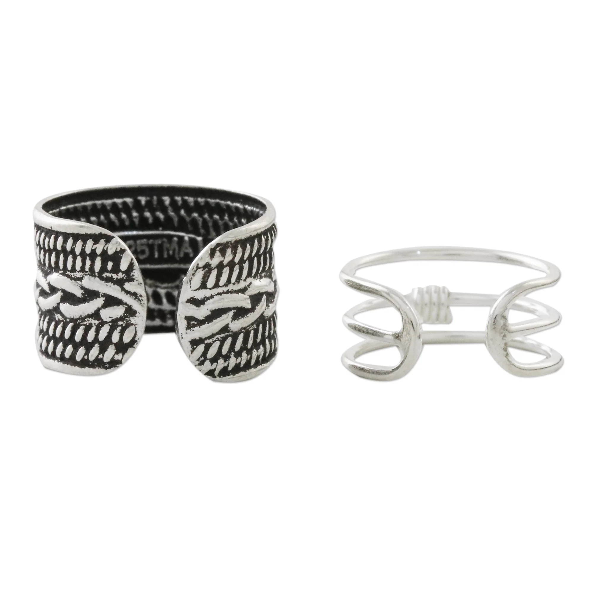 Ties That Bind Braid Motif Sterling Silver Ear Cuffs from Thailand - Image 4