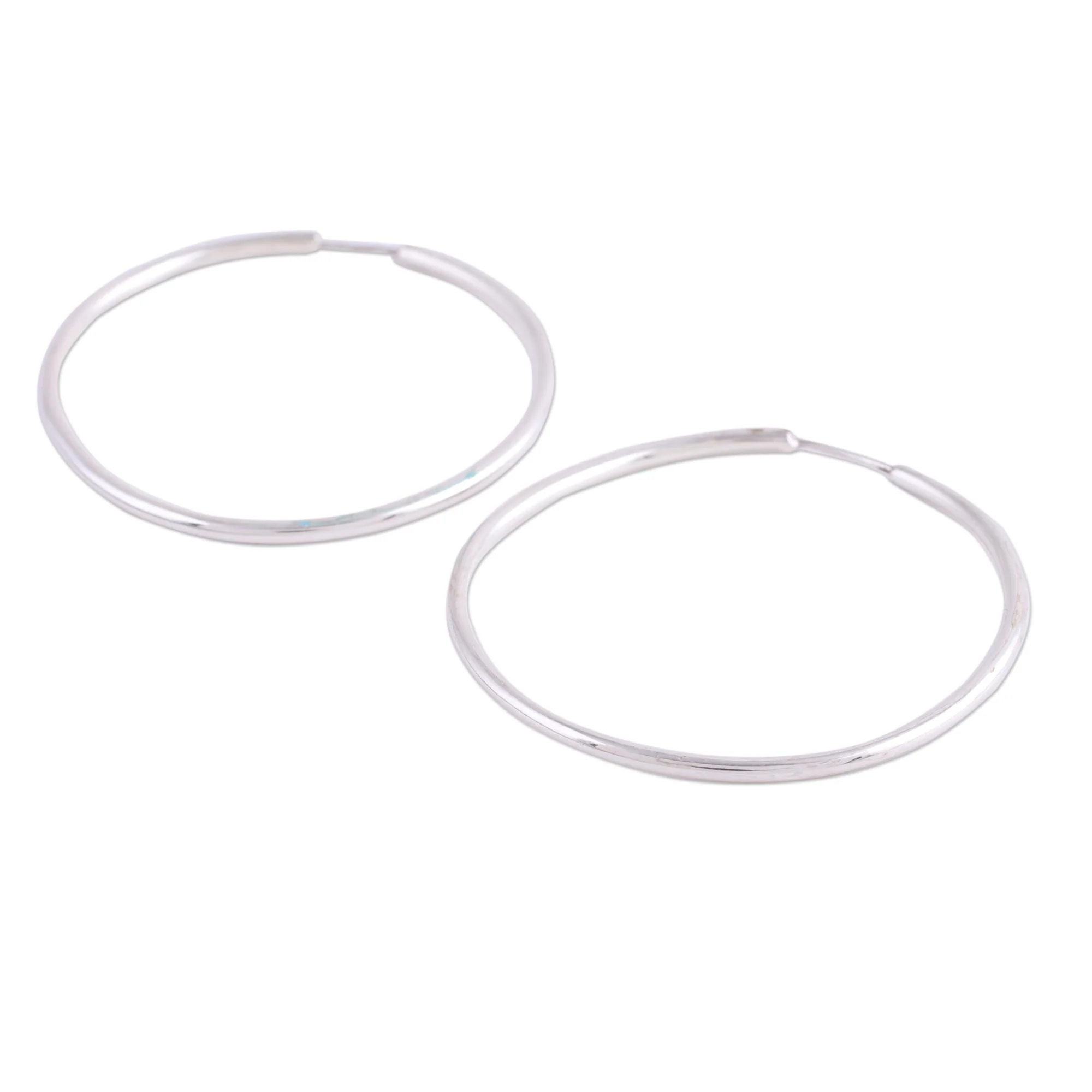 Timeless Charm Handcrafted Polished Sterling Silver Endless Hoop Earrings - Image 5