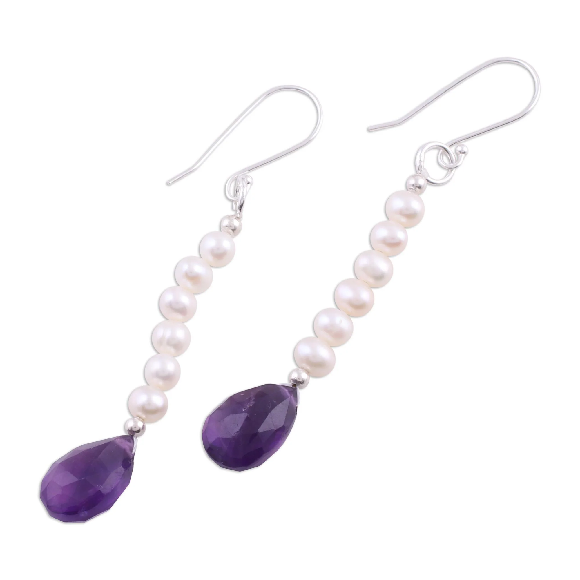Timeless Treasures Pearl and amethyst earrings - Image 4