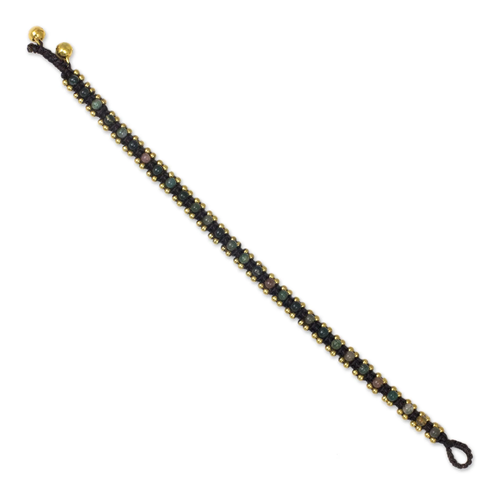 Tinkling Bells Agate & Brass Beaded Anklet - Image 3