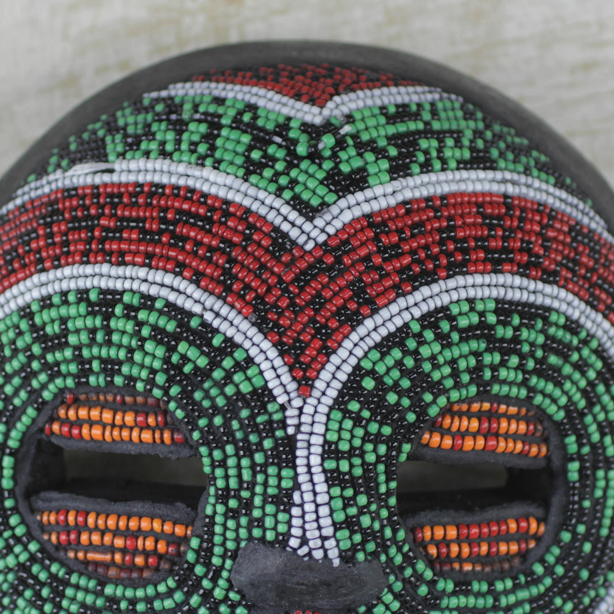 Tired Eyes African Wood Mask Beaded with Recycled Glass from Ghana - Image 5