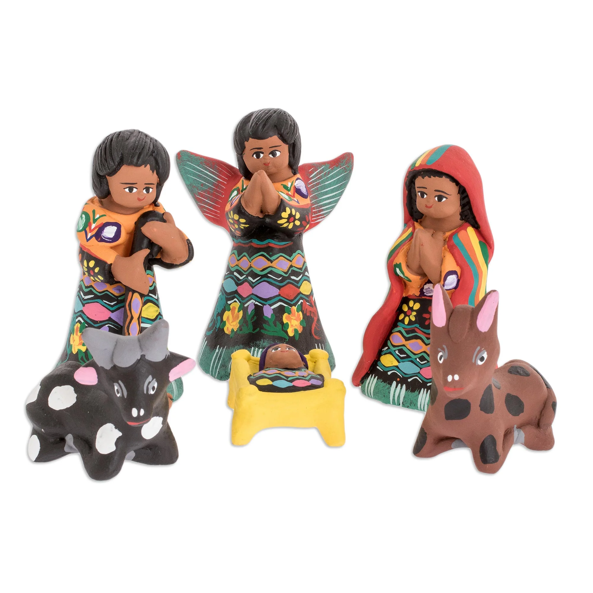 Totonicapan Unique Nativity Scene Ceramic Sculpture (Set of 12) - Image 4